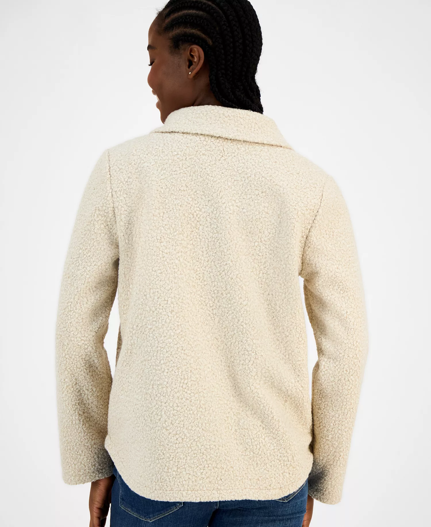 Women's Faux-Sherpa Snap-Front Jacket - Natural - L