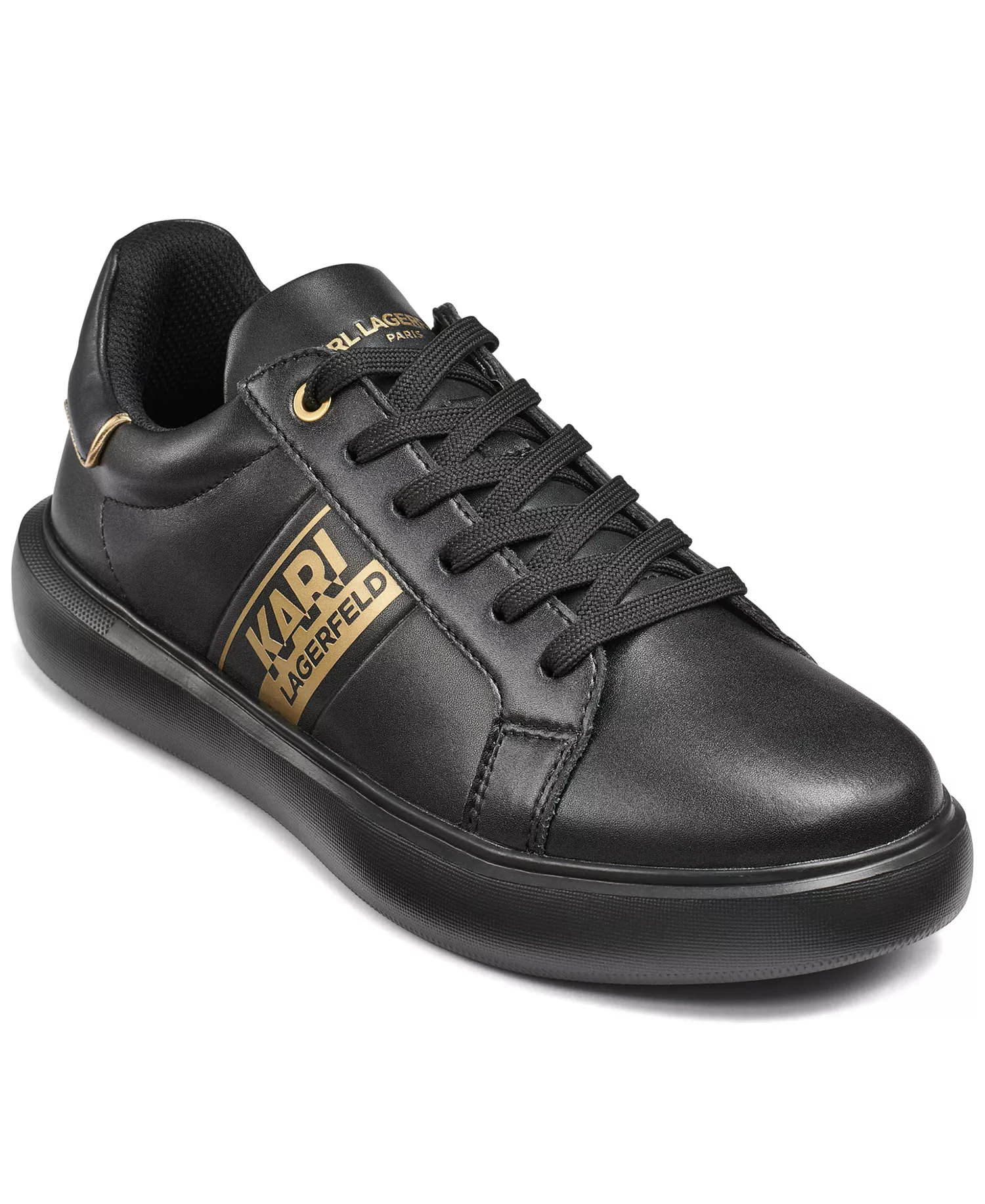 Men's Side Logo Sneakers - Black/Gold - 10.5M