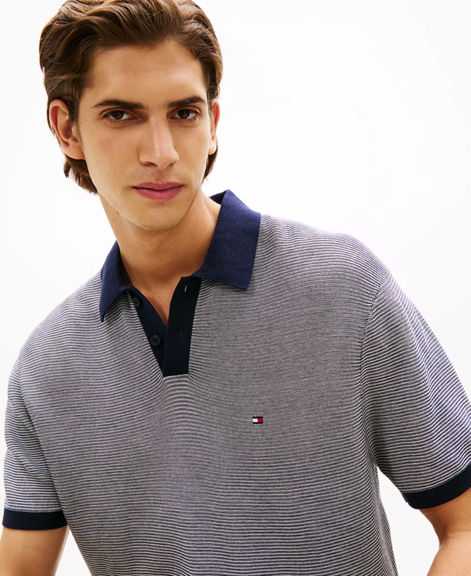 Men's Cool Tech Structured Short-Sleeve Polo Shirt - Light Gray/Blue - L