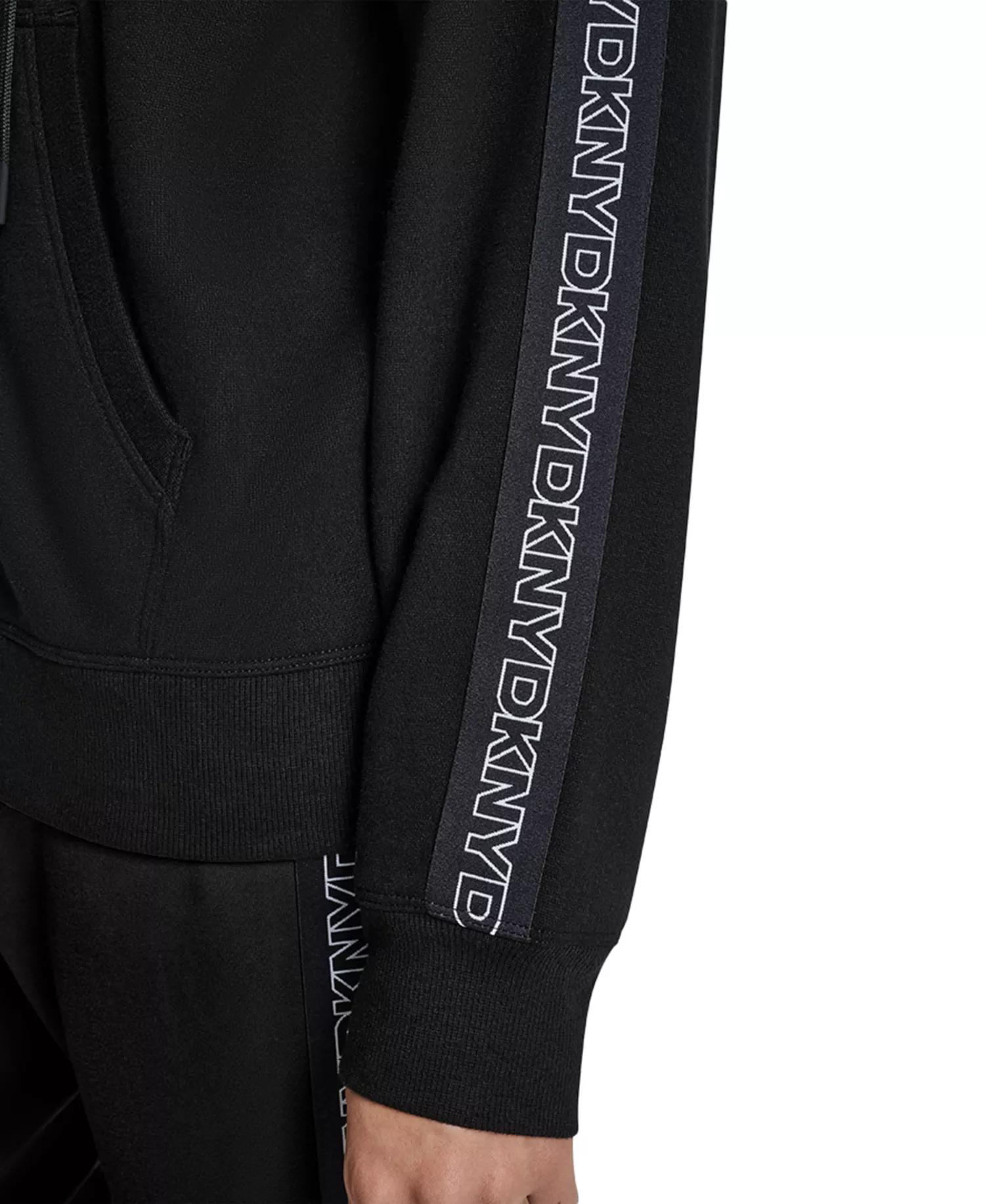 Women's Outline Logo Tape Zip Front Hoodie - Black - L