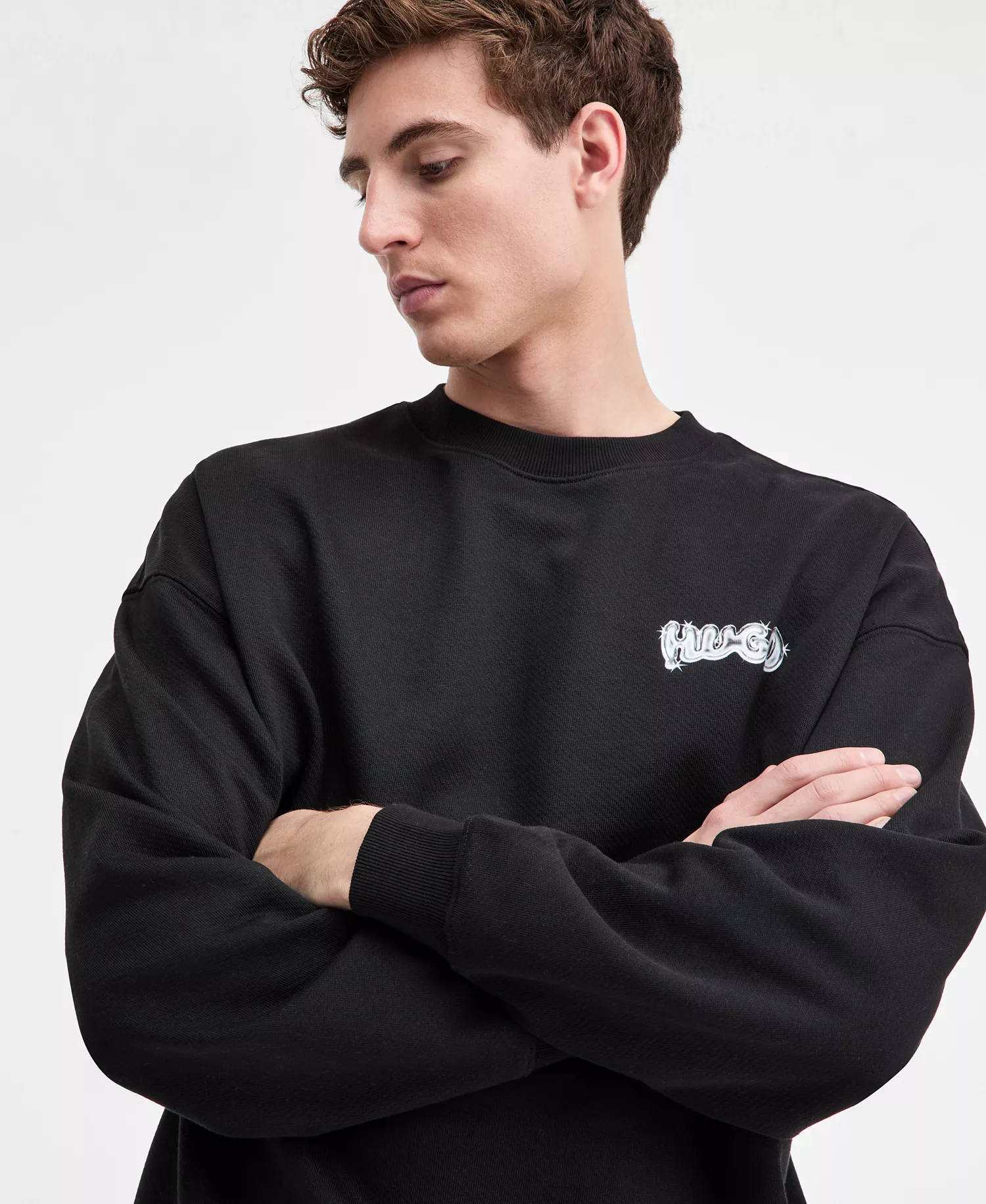 Men's Nyrocrew Cotton Logo Crewneck Sweatshirt - Black - 2XL