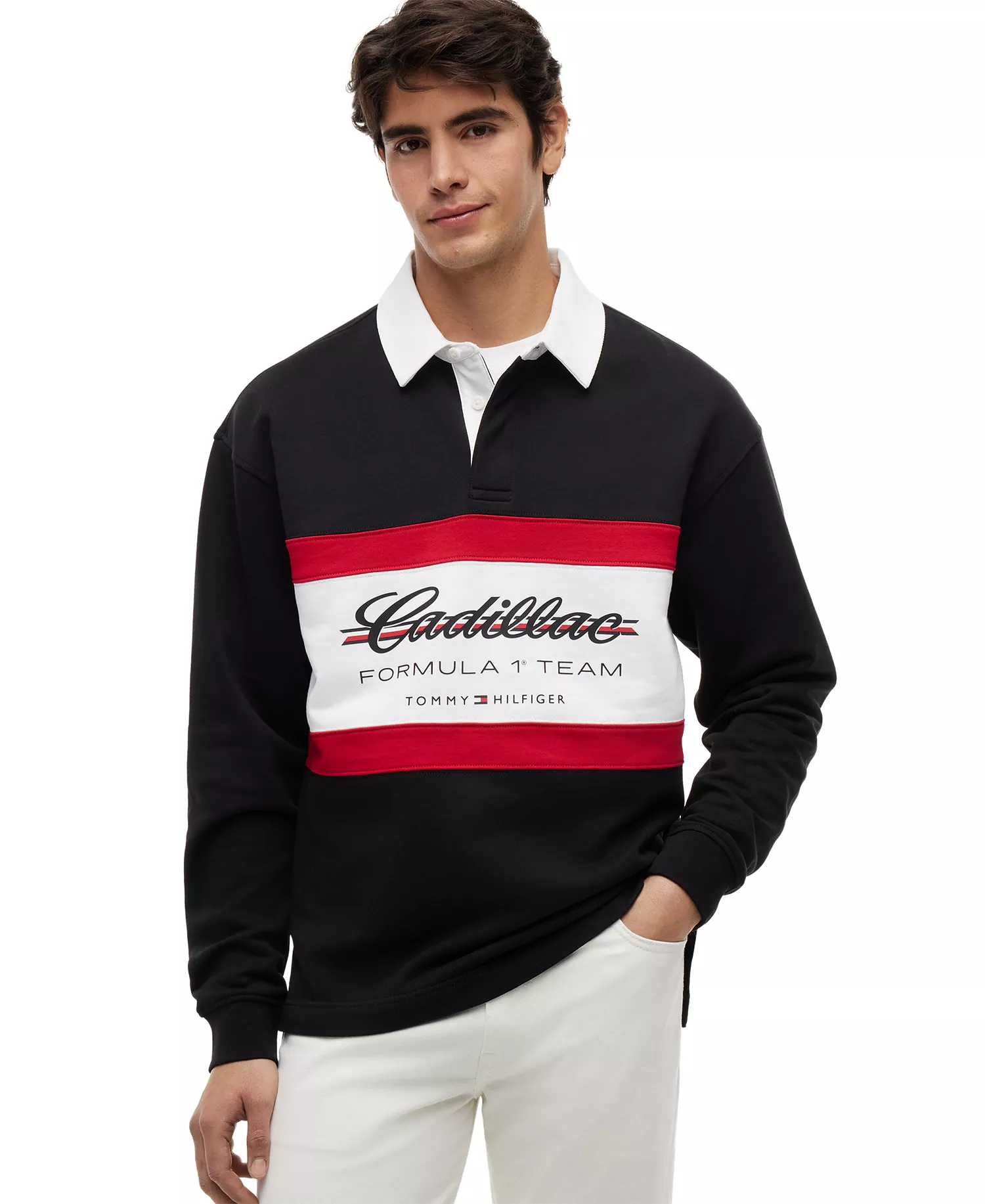 x Cadillac F1® Men's Panelled Script Rugby - Black - L