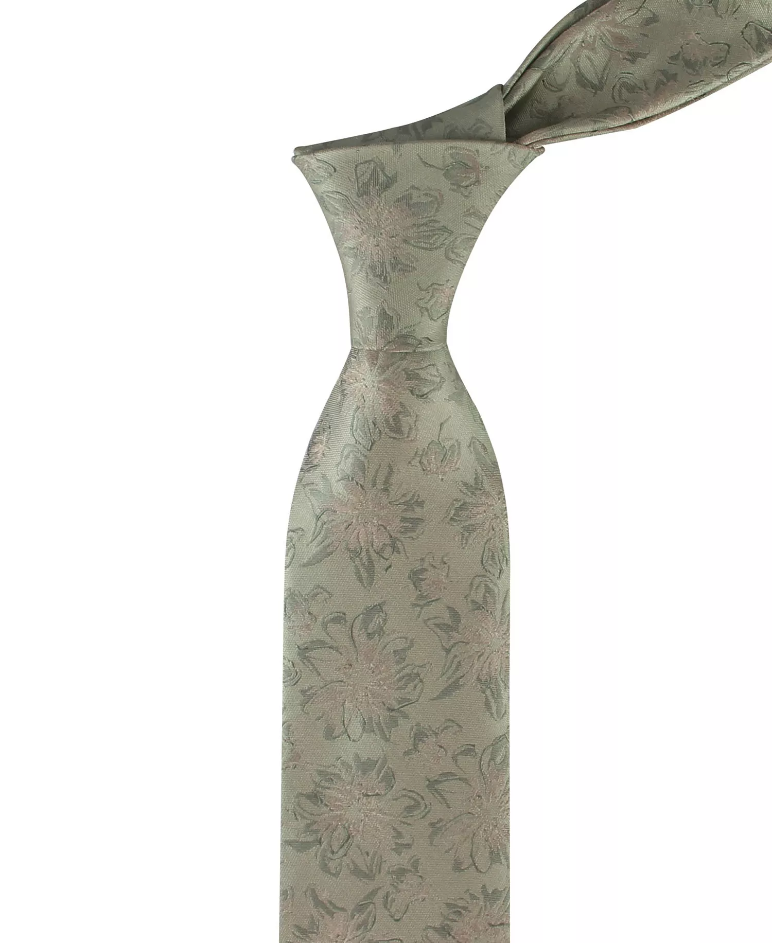 Men's Floral Pattern Tie - Sage - ONE SIZE