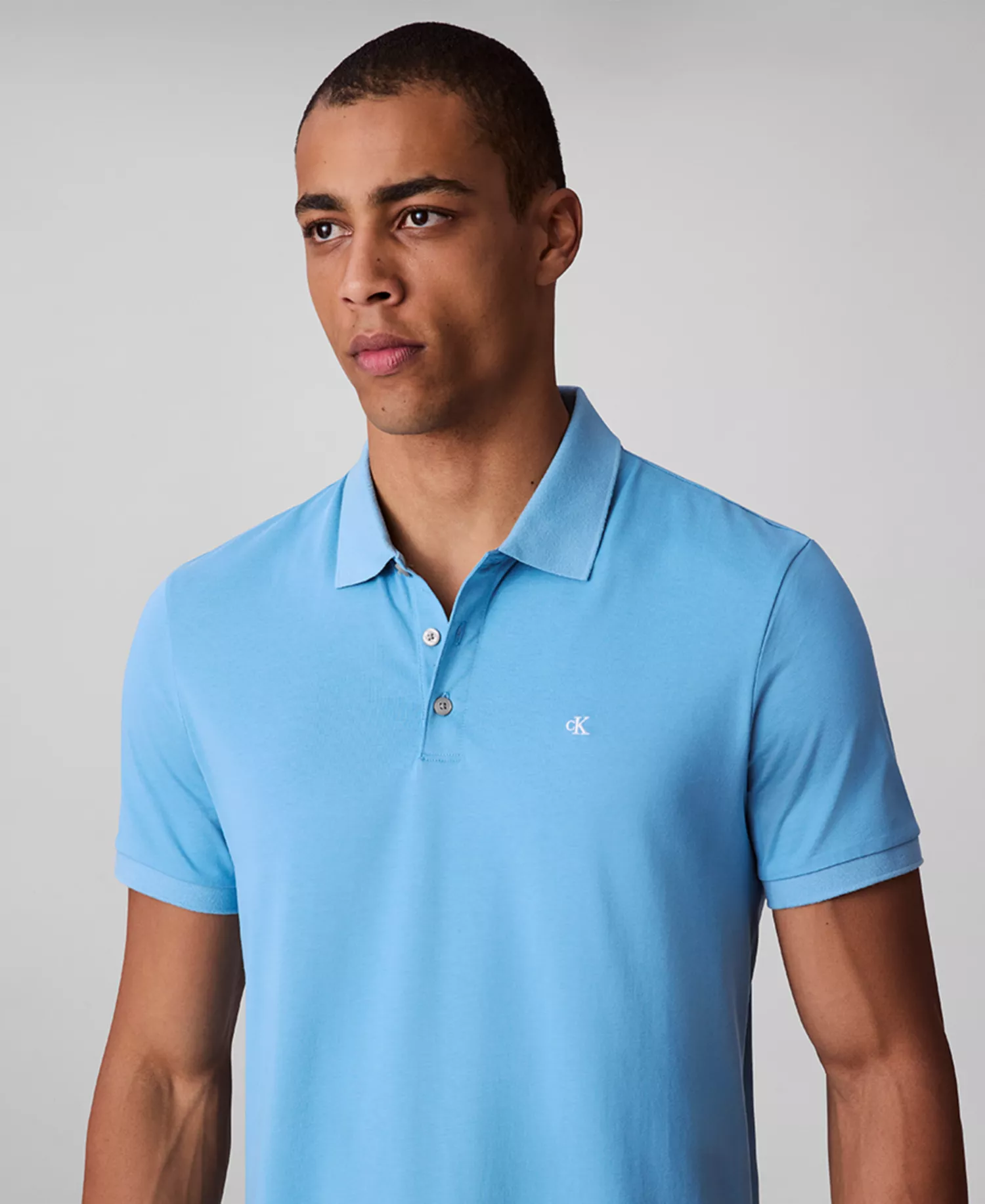 Men's Regular-Fit Smooth Cotton Monogram Logo Polo Shirt - Blue Steam - 2XL