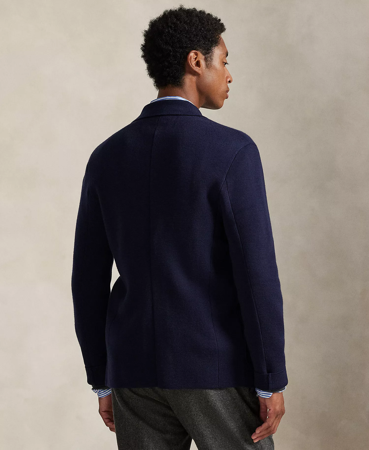 Men's Merino Long Sleeve Blazer Cardigan - Hunter Navy - L