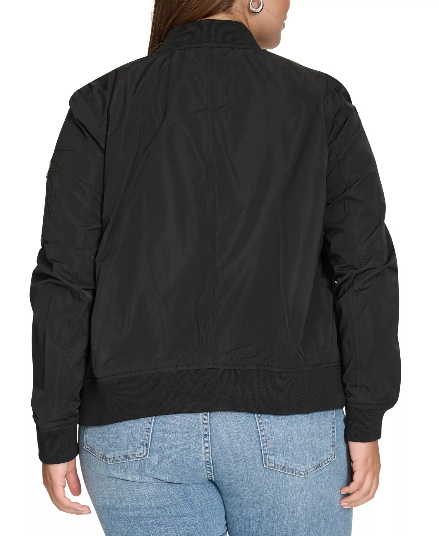 Trendy Plus Size Melanie Bomber Jacket - Black - 1X