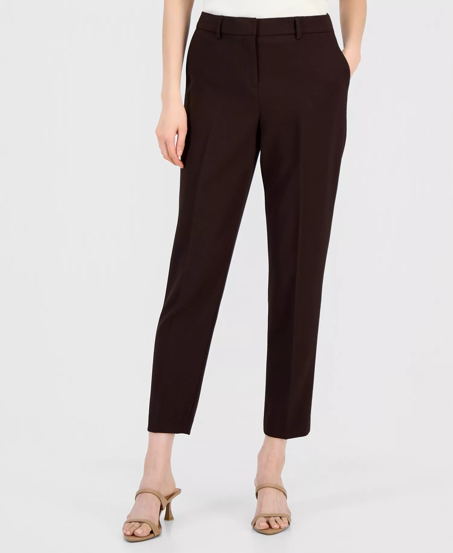 Women's One-Button Pantsuit Set - Espresso - 10
