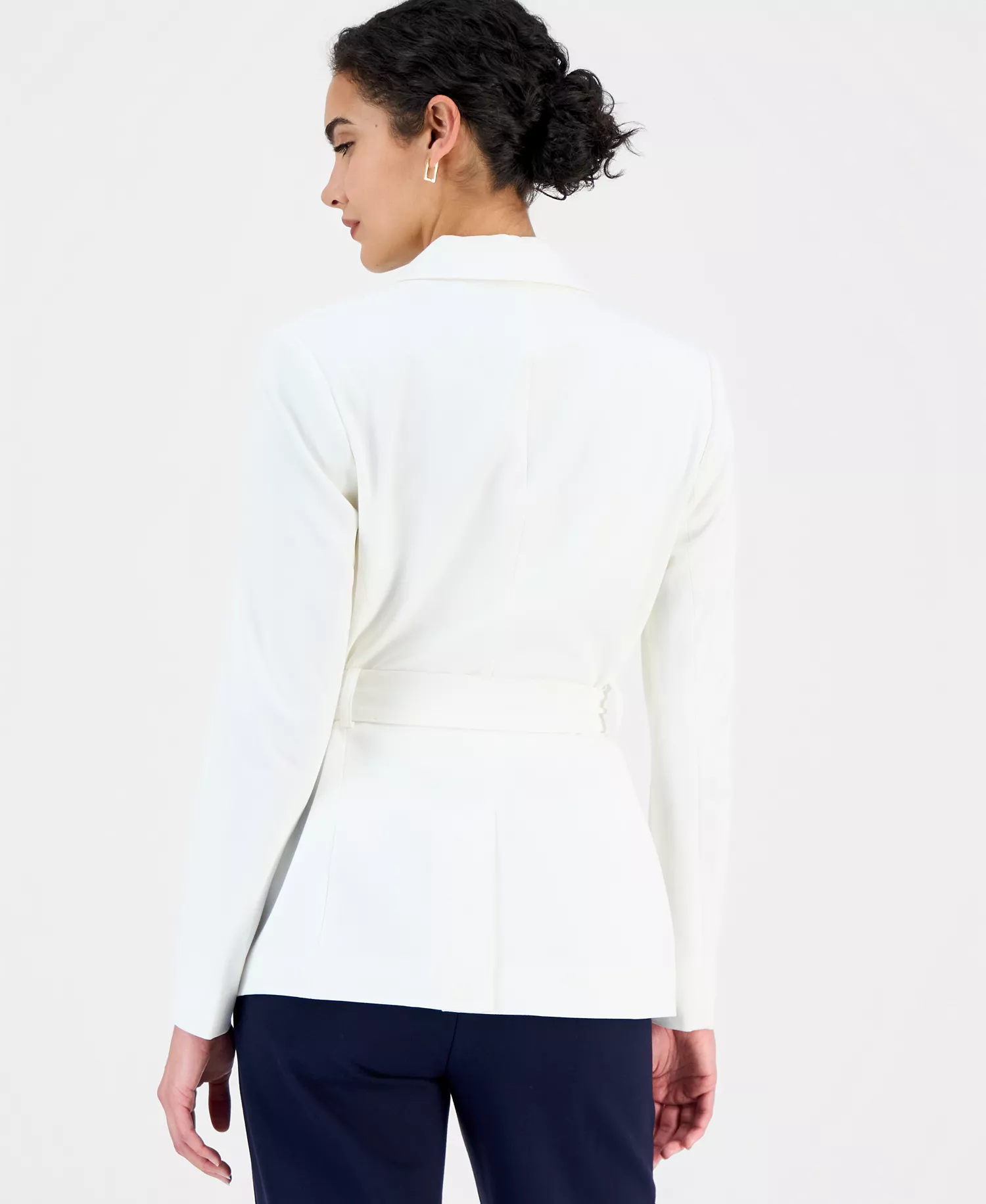 Women's One-Button Tie-Waist Blazer - White Star - 10