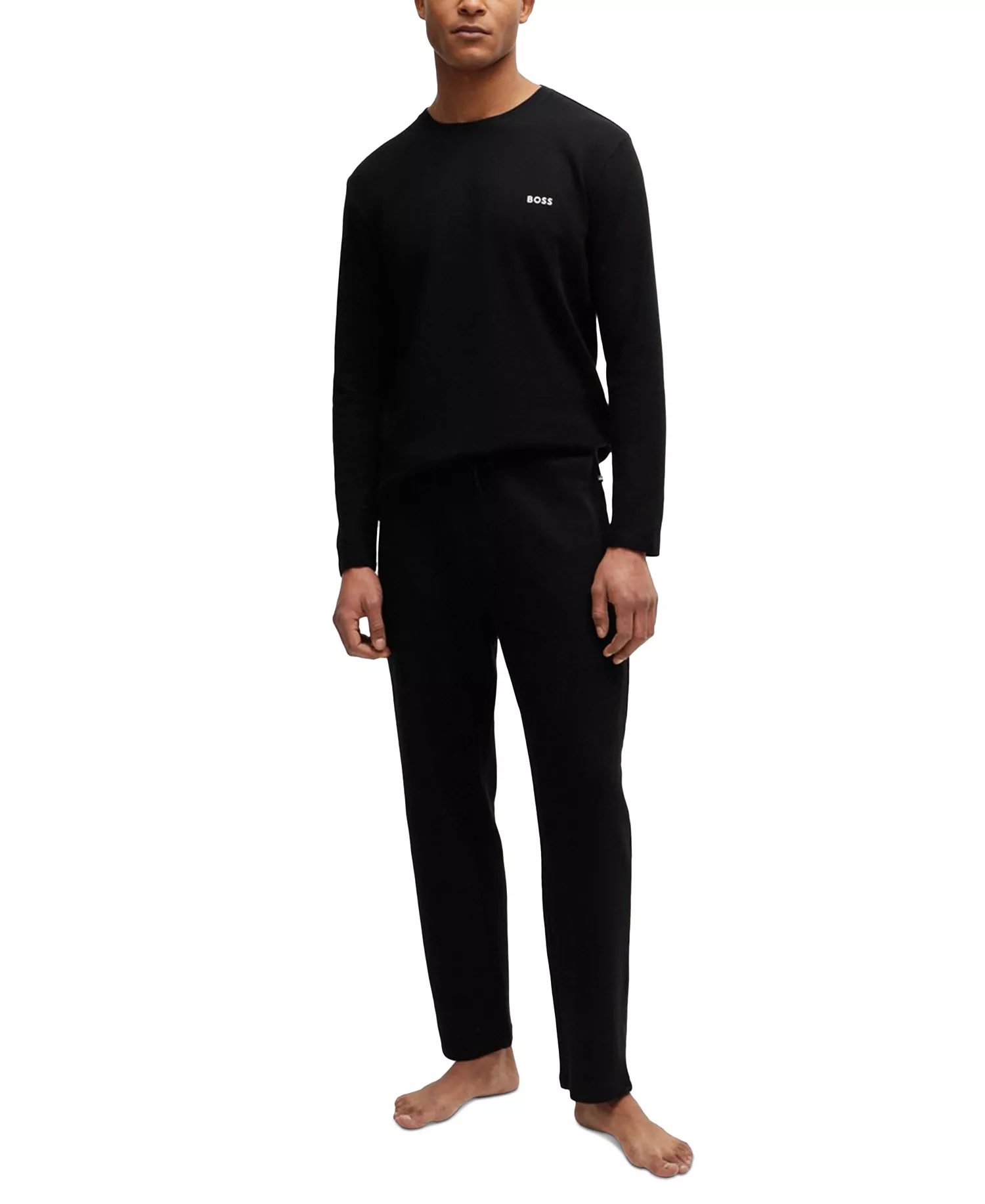 Men's Waffle-Knit Drawstring Pants - Black - M