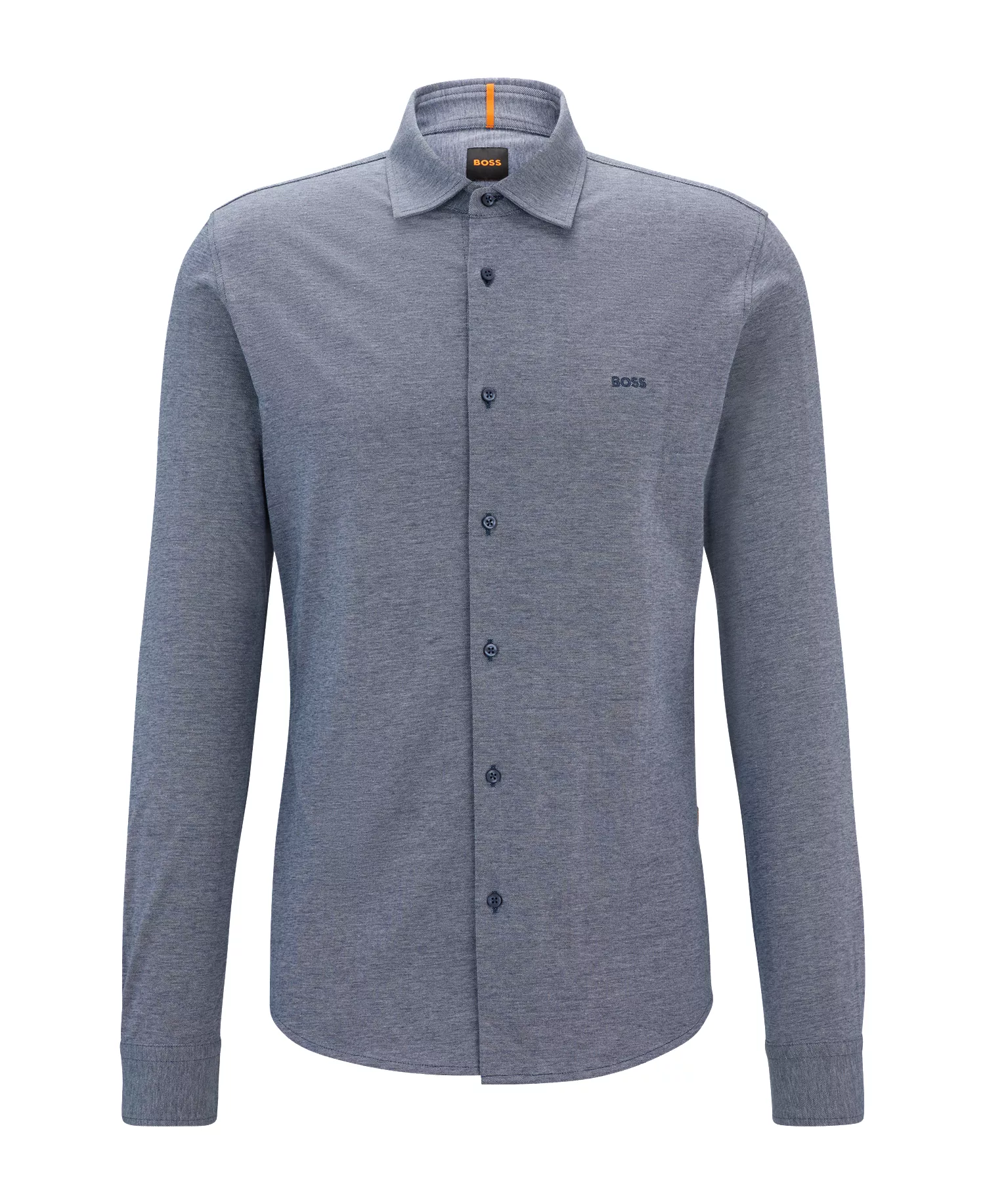Men's Melange Slim-Fit Casual Shirt - Open Blue - S