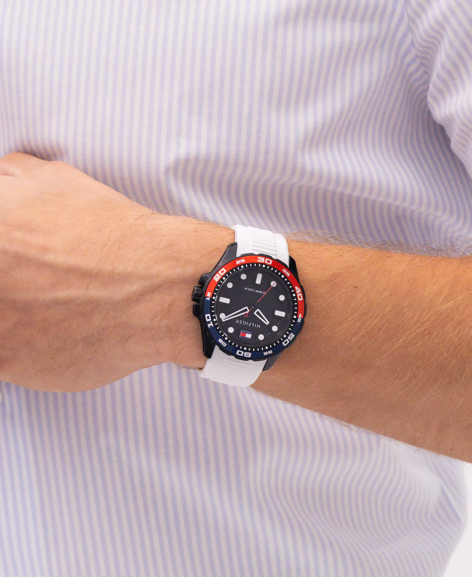 Men's Quartz White Silicone Strap Watch, 40mm - Black - No Size