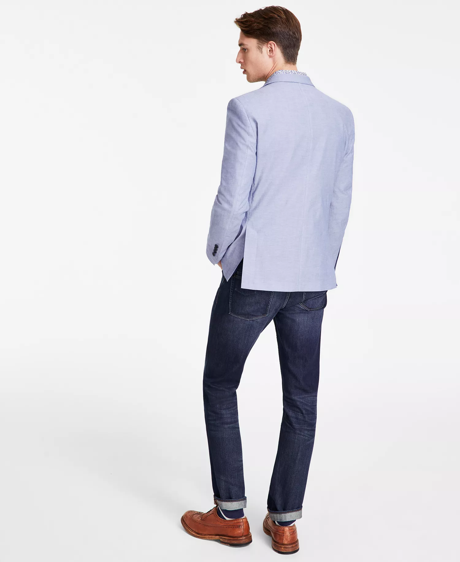 Men's Modern-Fit Chambray Sport Coat - Blue - 36R