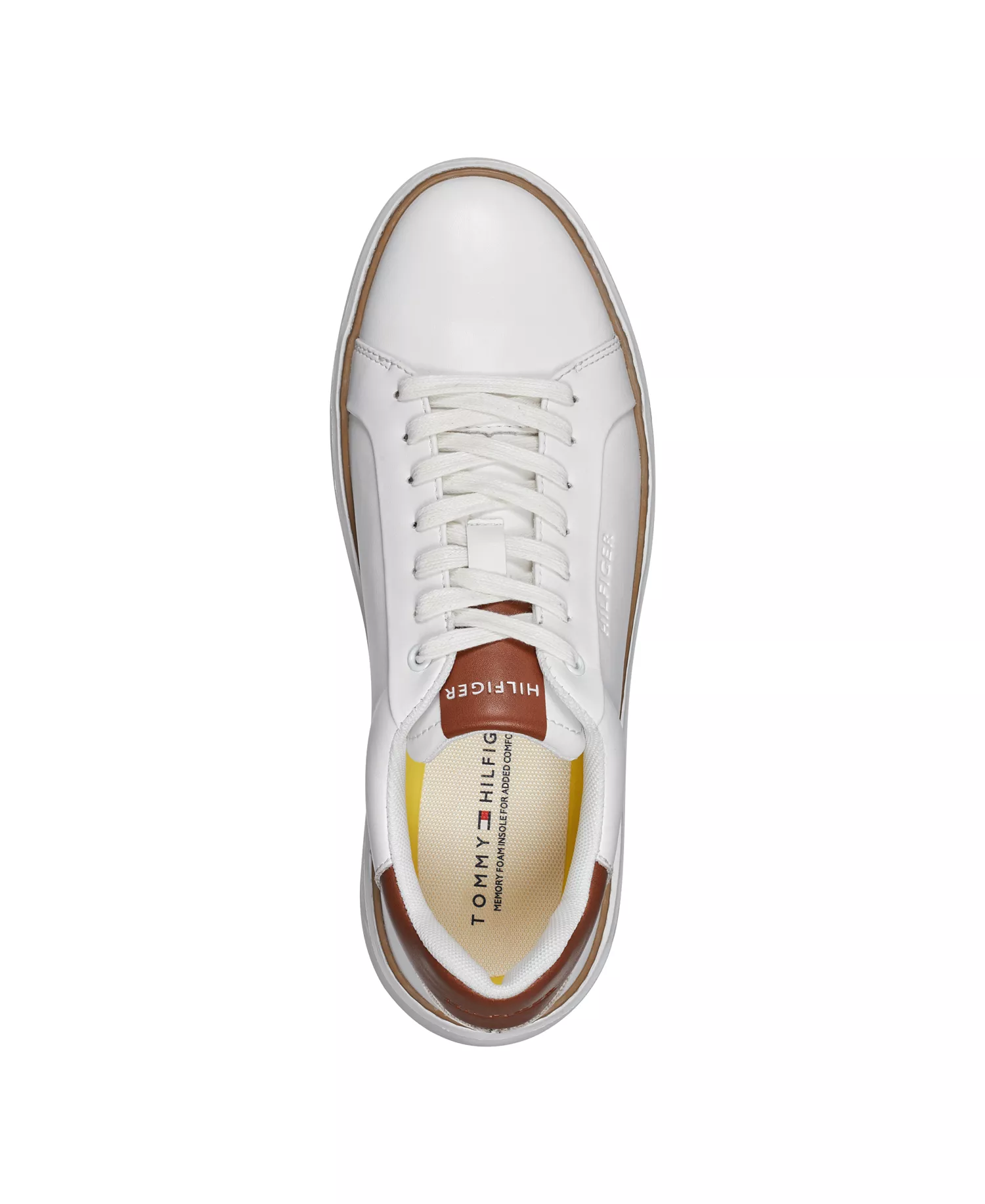 Men's Hines Lace Up Casual Sneakers - White, Cognac - 12M
