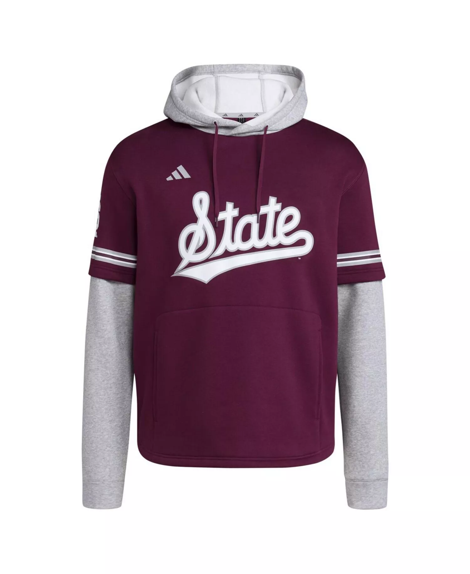 Men's Maroon Mississippi State Bulldogs Pullover Baseball Jersey Hoodie - Maroon - 2XL