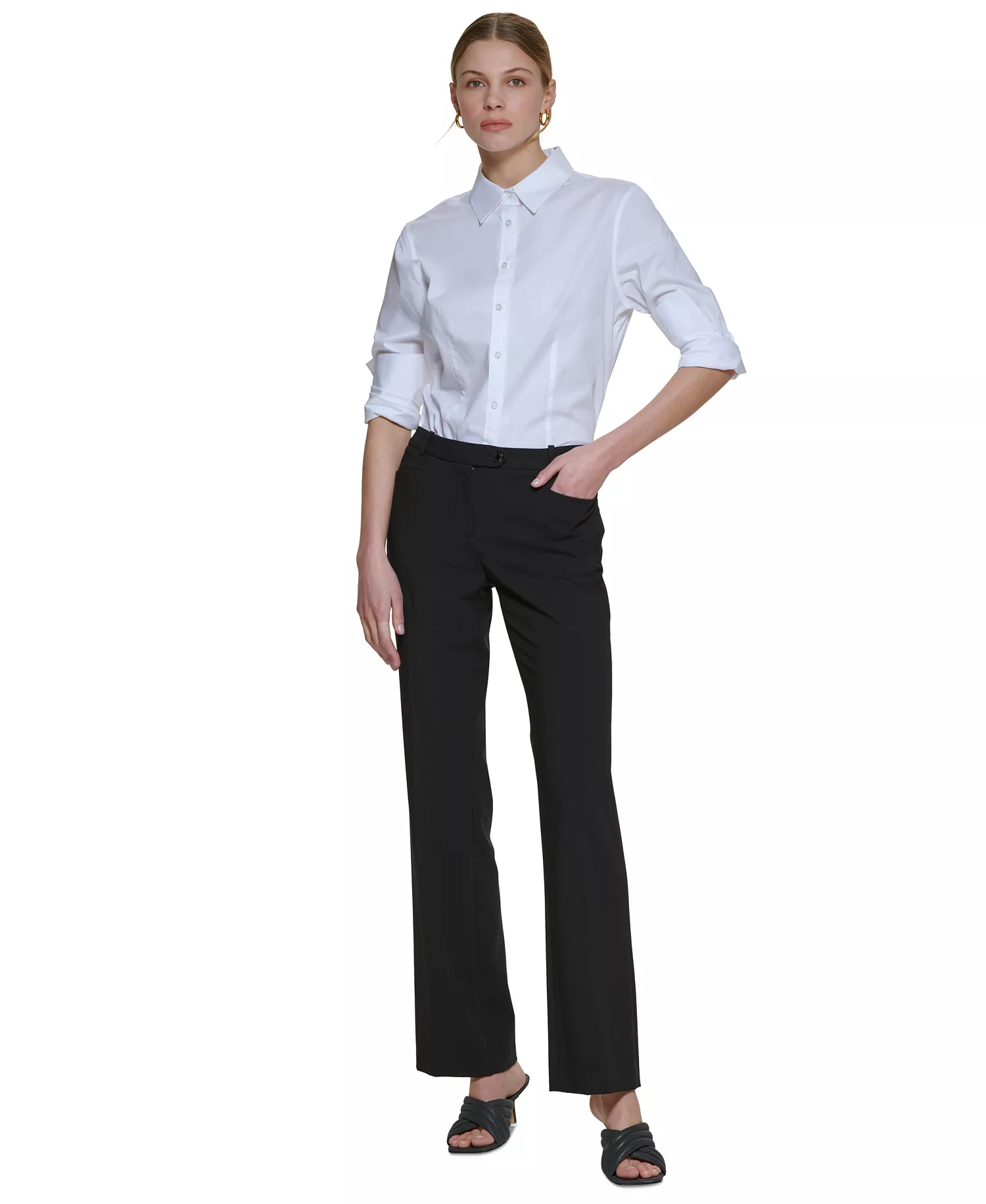 Women's Modern Fit Trousers, Regular & Petite - Black - 0
