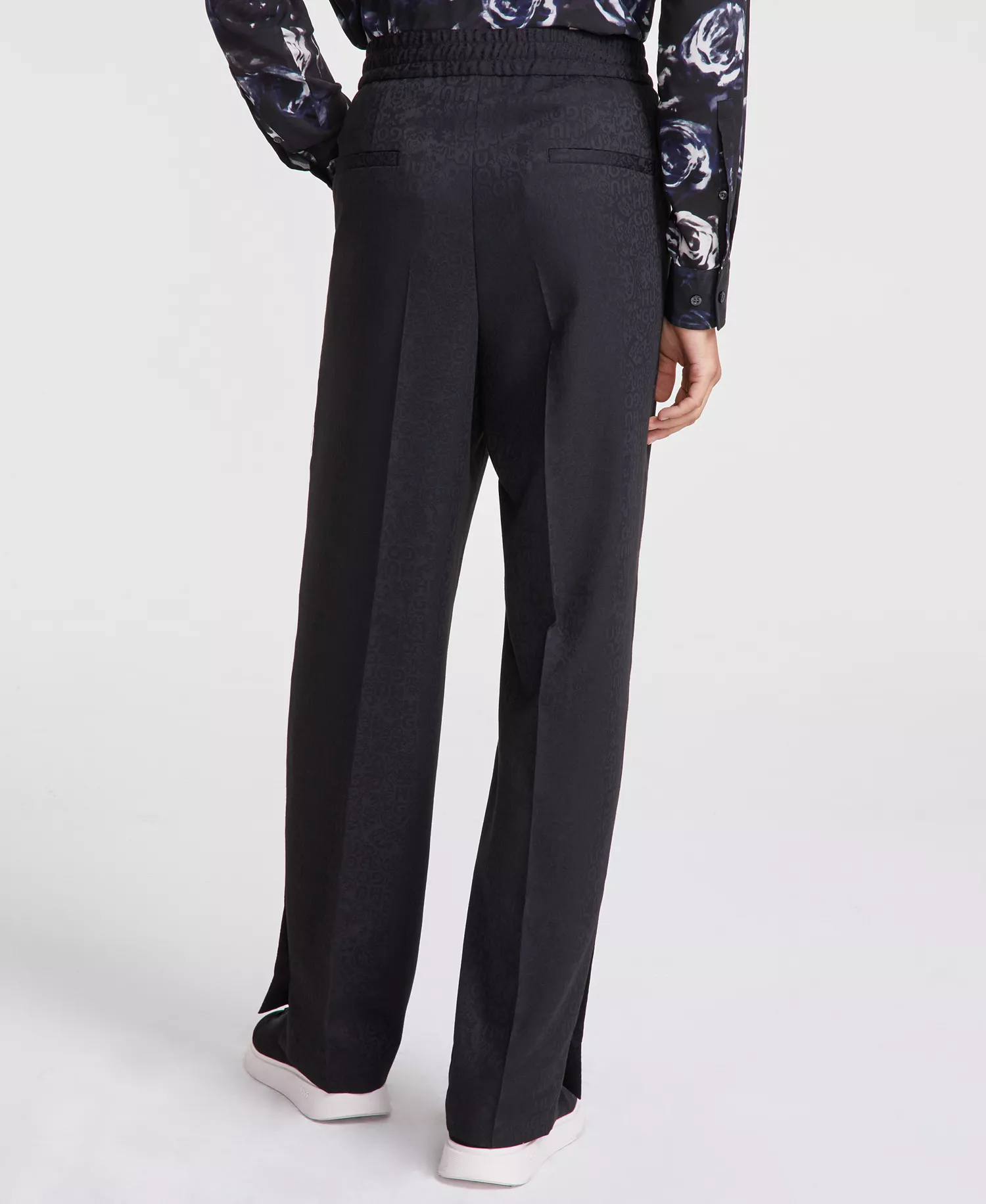 Men's Modern-Fit Logo-Print Pleated Suit Pants  - Black - 32R