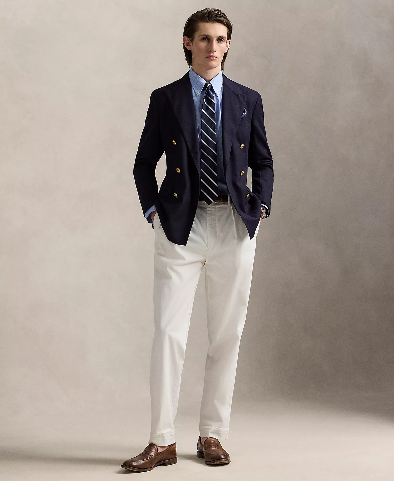 Men's Purepress Cotton Oxford Shirt - Blue/White - 15 32/33