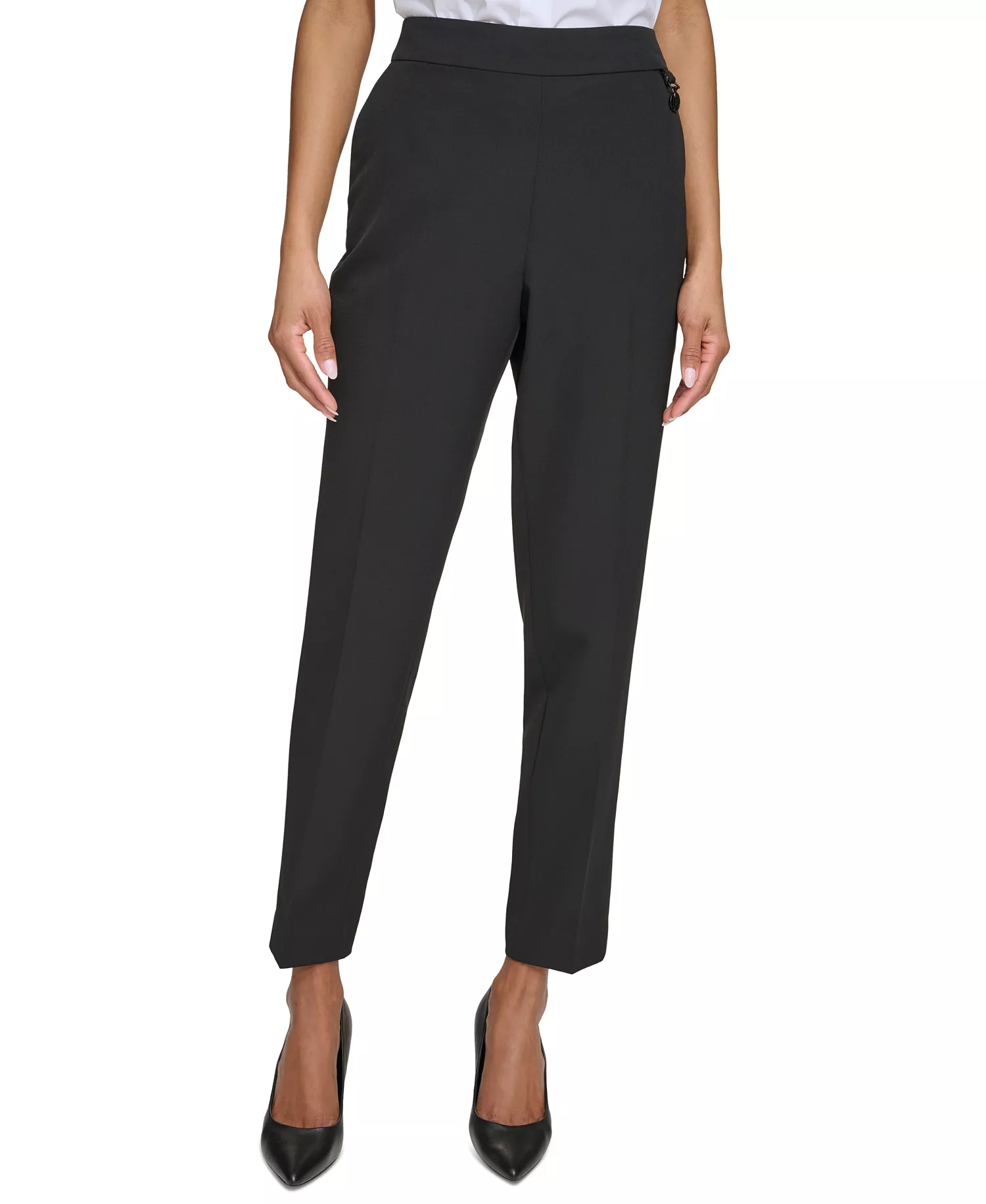 Karl Lagerfeld Women's Logo Slim-Leg Pants  - Black - 0