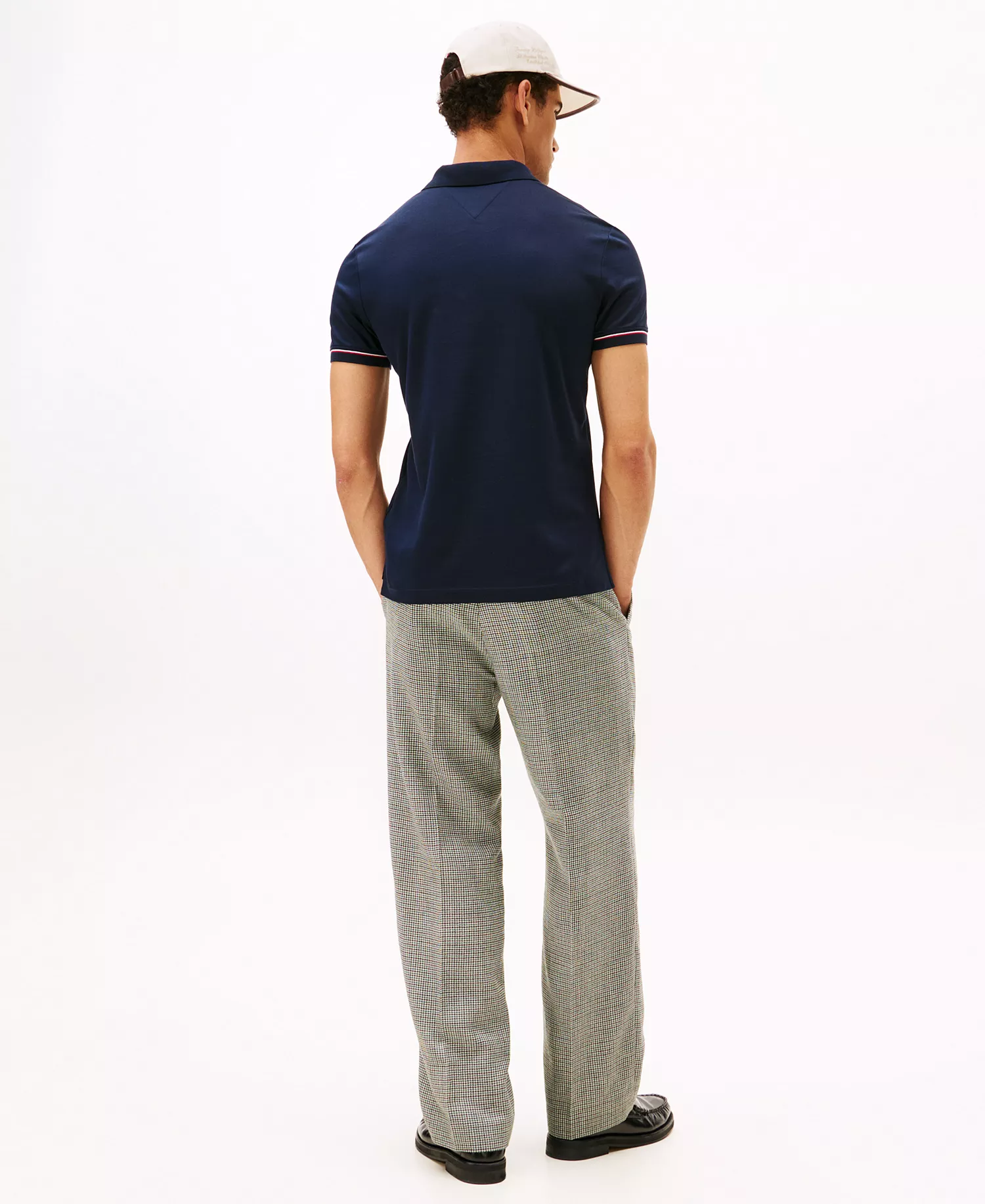 Men's Slim-Fit Smooth Touch Liquid Cotton Striped Cuff Polo  - Desert Sky - L