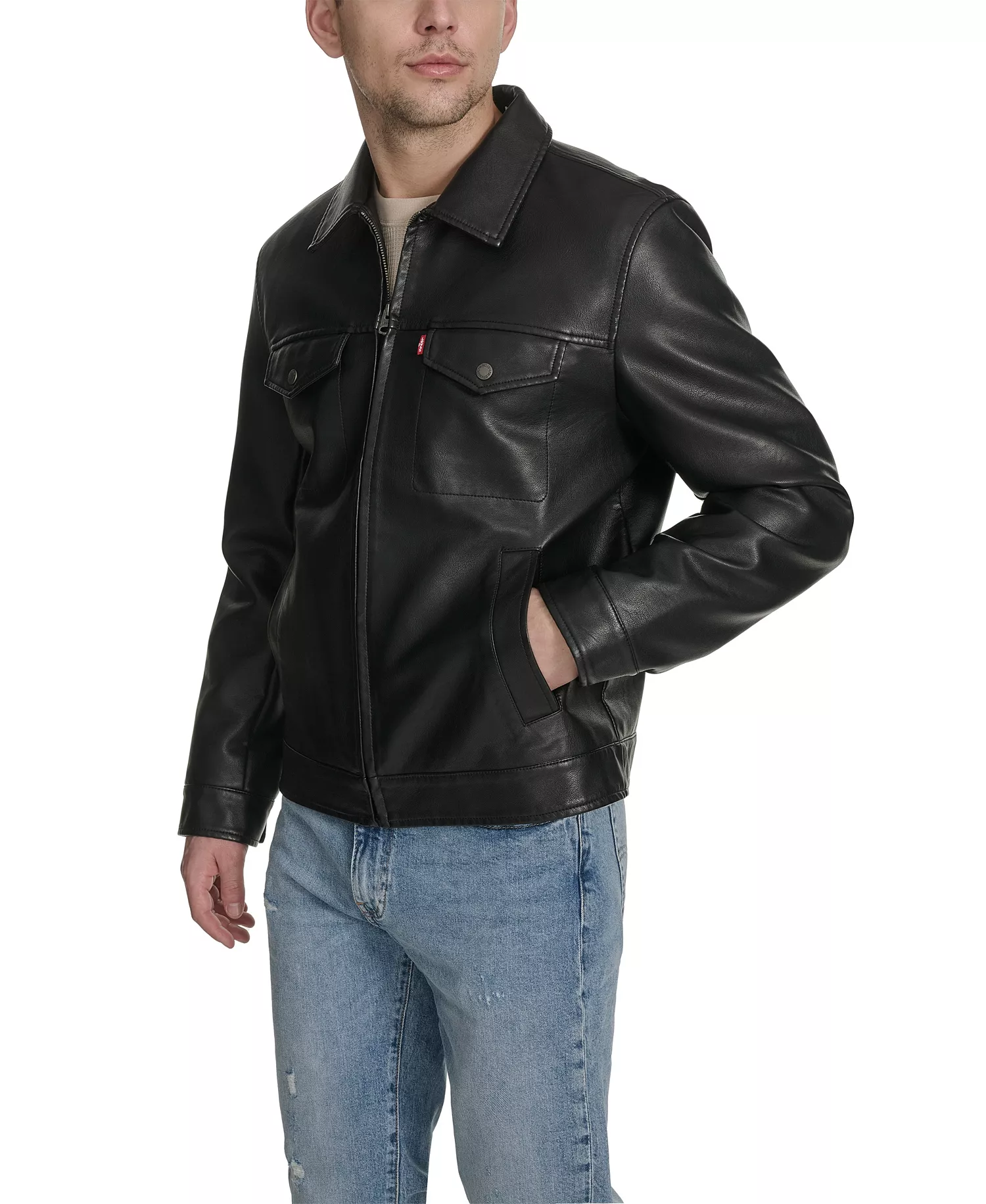 Men's Classic-Fit Trucker Jacket - Black - 2XL