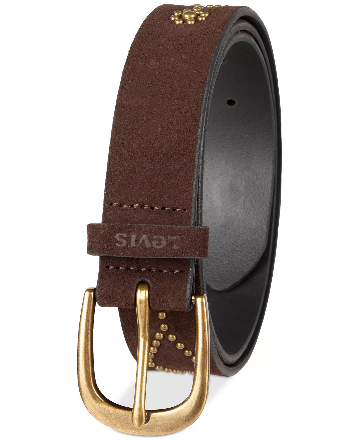 Western Studded Suede Casual Belt - Dark Brown - S