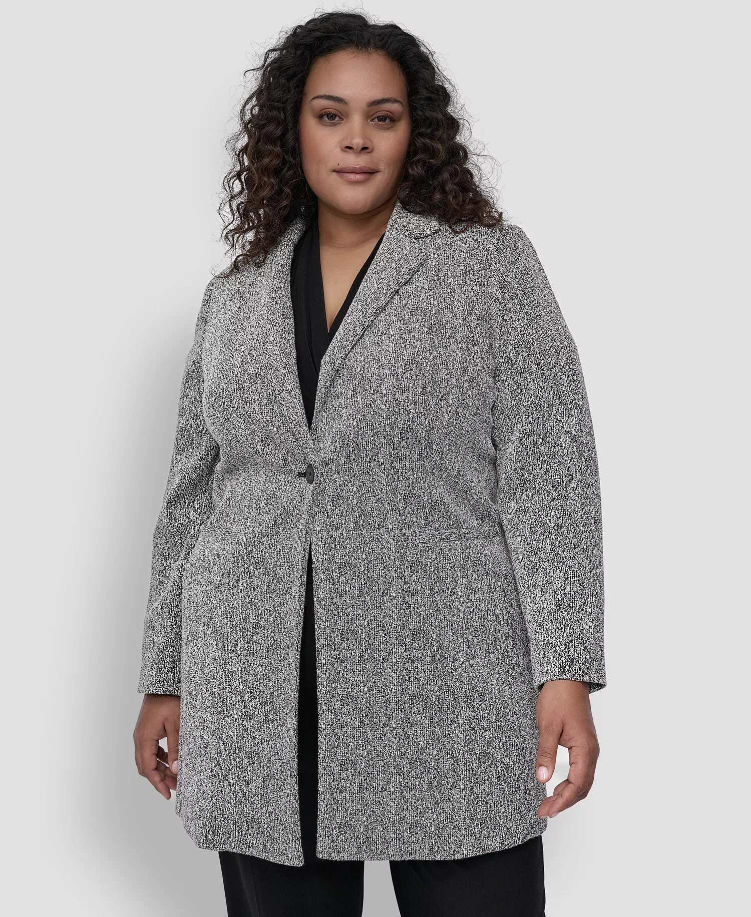 Plus Size Double D Topper Blazer - Black/White - 14W