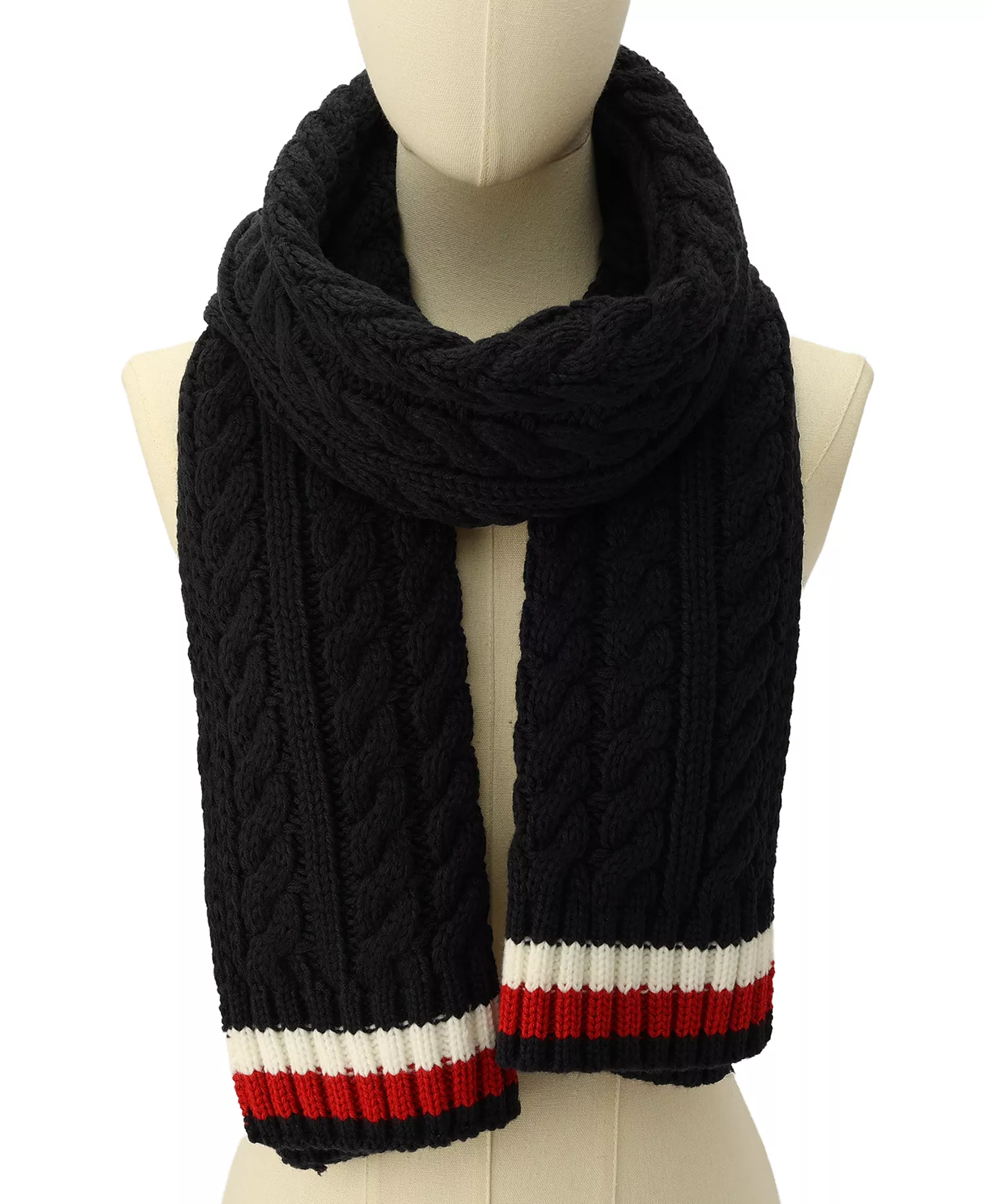 Men's Cable Knit Global Stripe Scarf - Desert Sky - ONE SIZE