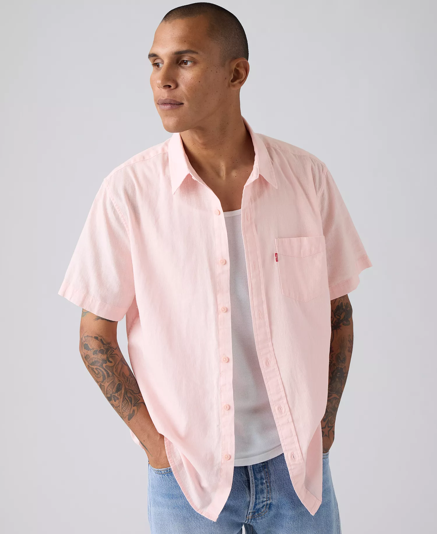 Men's Classic Pocket Short-Sleeve Regular-Fit Shirt - Au Naturel - 2XL