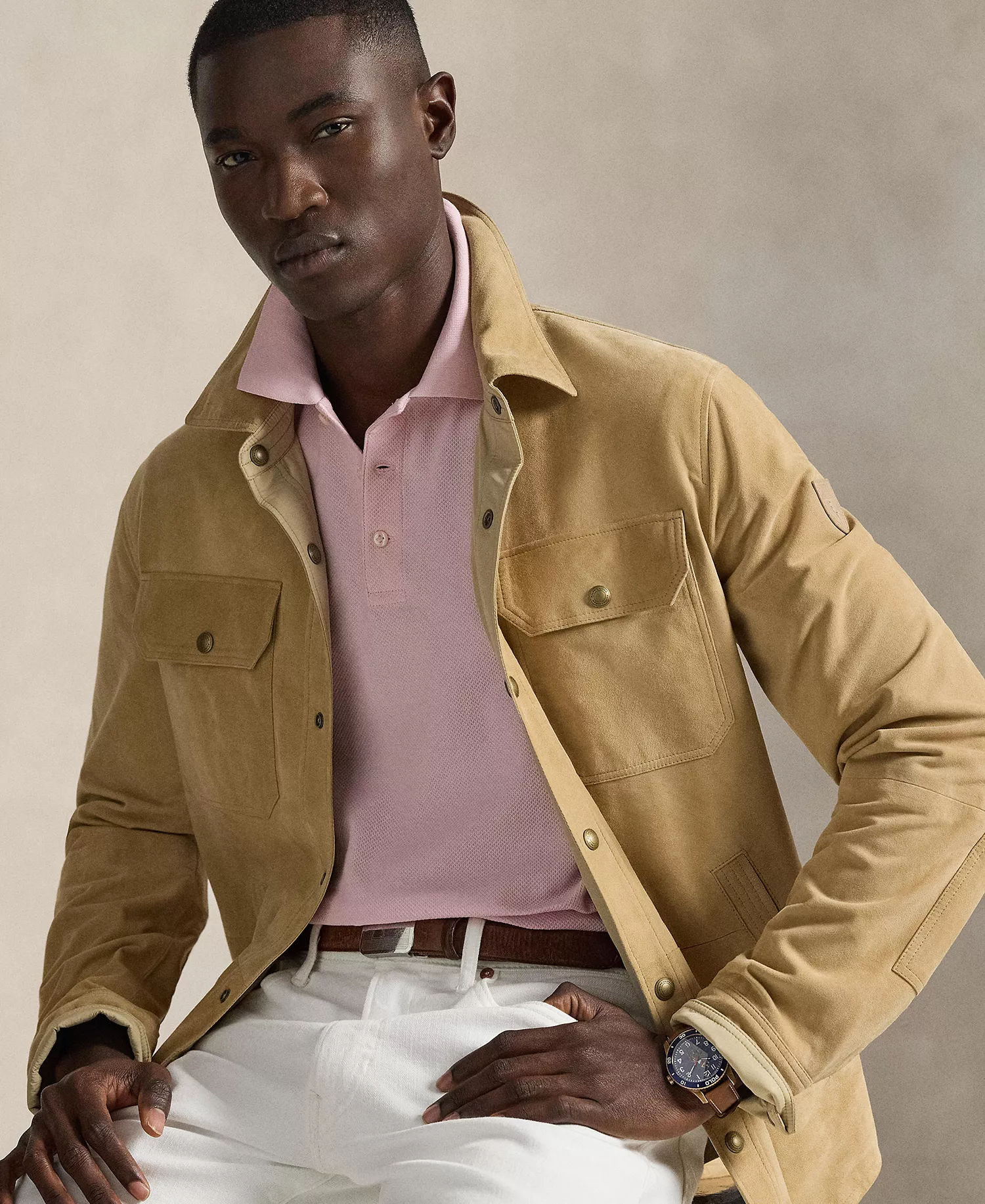 Men's Slim-Fit Honeycomb Mesh Polo Shirt - Bath Pink - 2XL