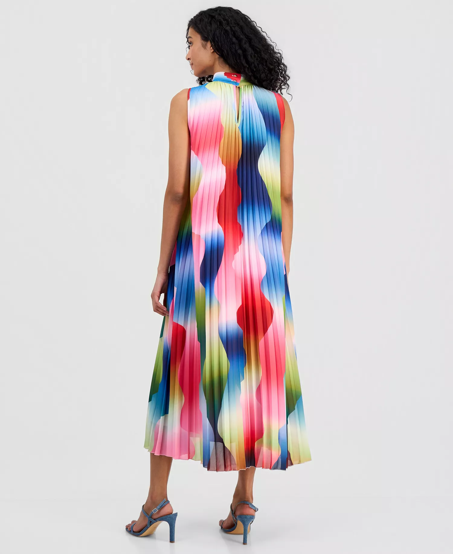 Women's Pleated Chiffon Dress - Daydream Haze - L