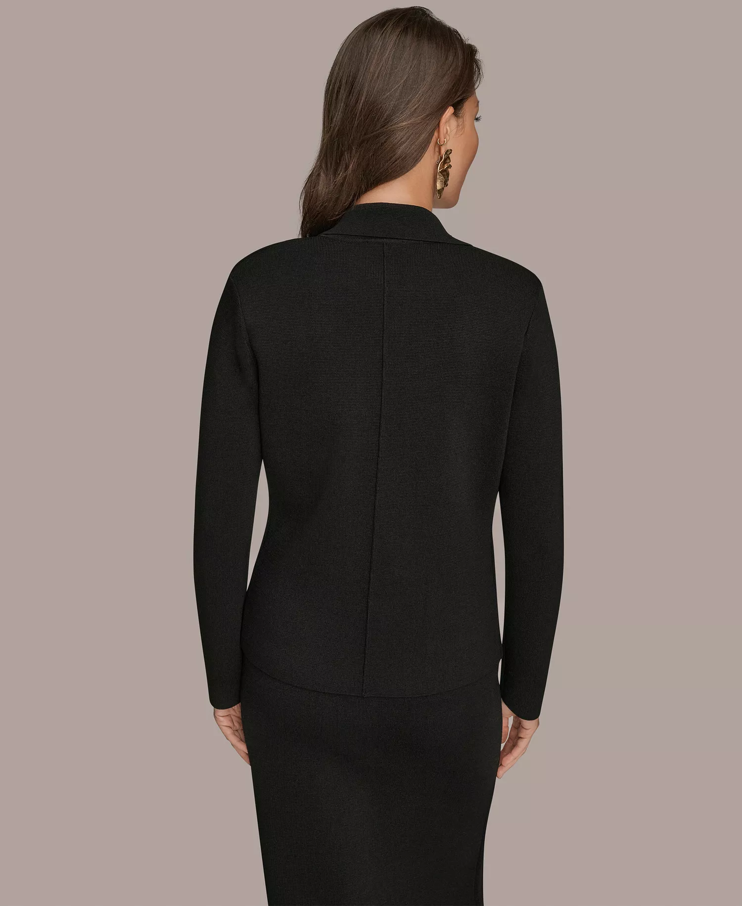 Women's Sweater Blazer & Skirt - Black - L