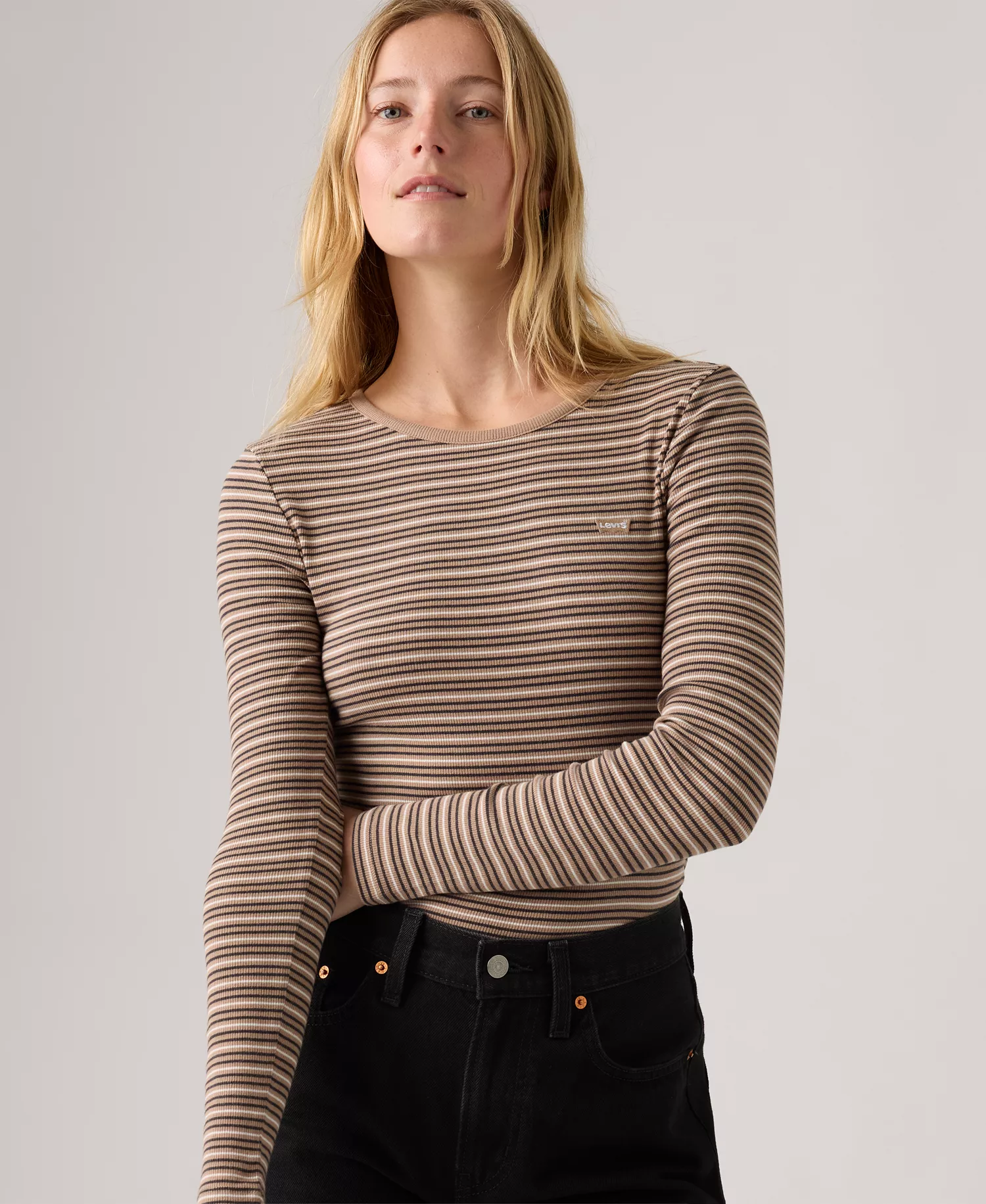 Women's Hayes Long-Sleeve Top - Clara Stripe Amphora - L