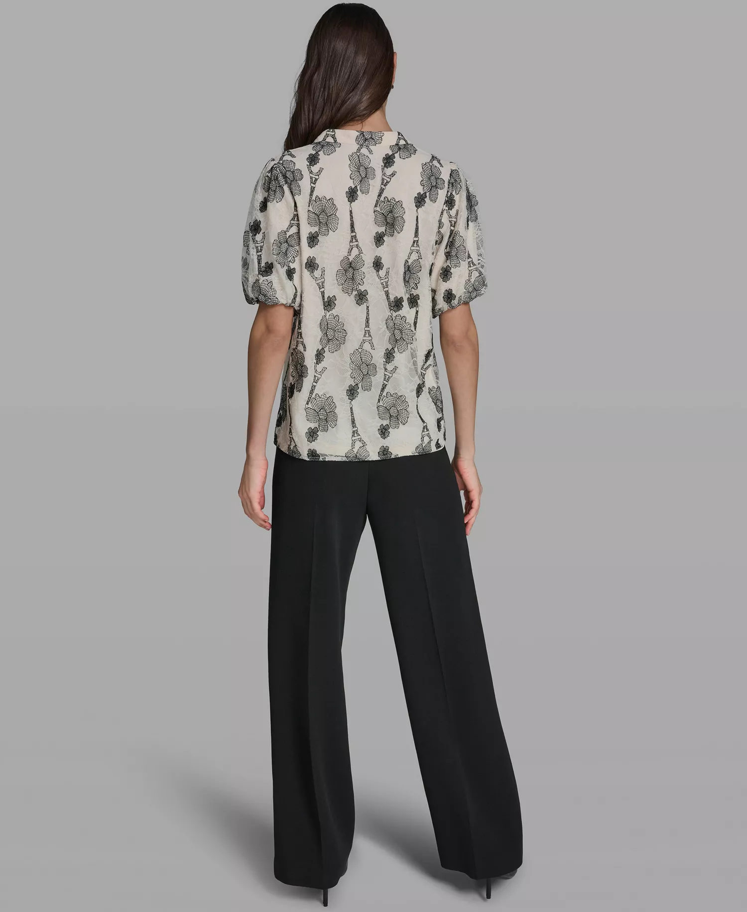 Women's Popover Paris Lace Short-Sleeve Top - Bisque - L