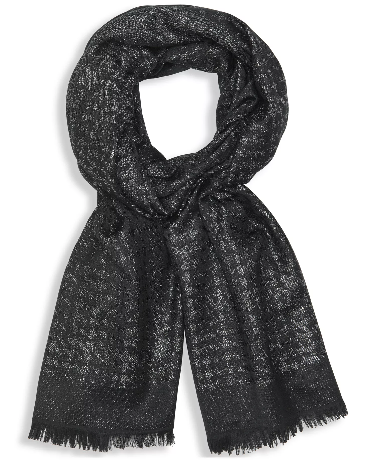 Women's Tweed Pattern Lurex Wrap - Black - ONE SIZE
