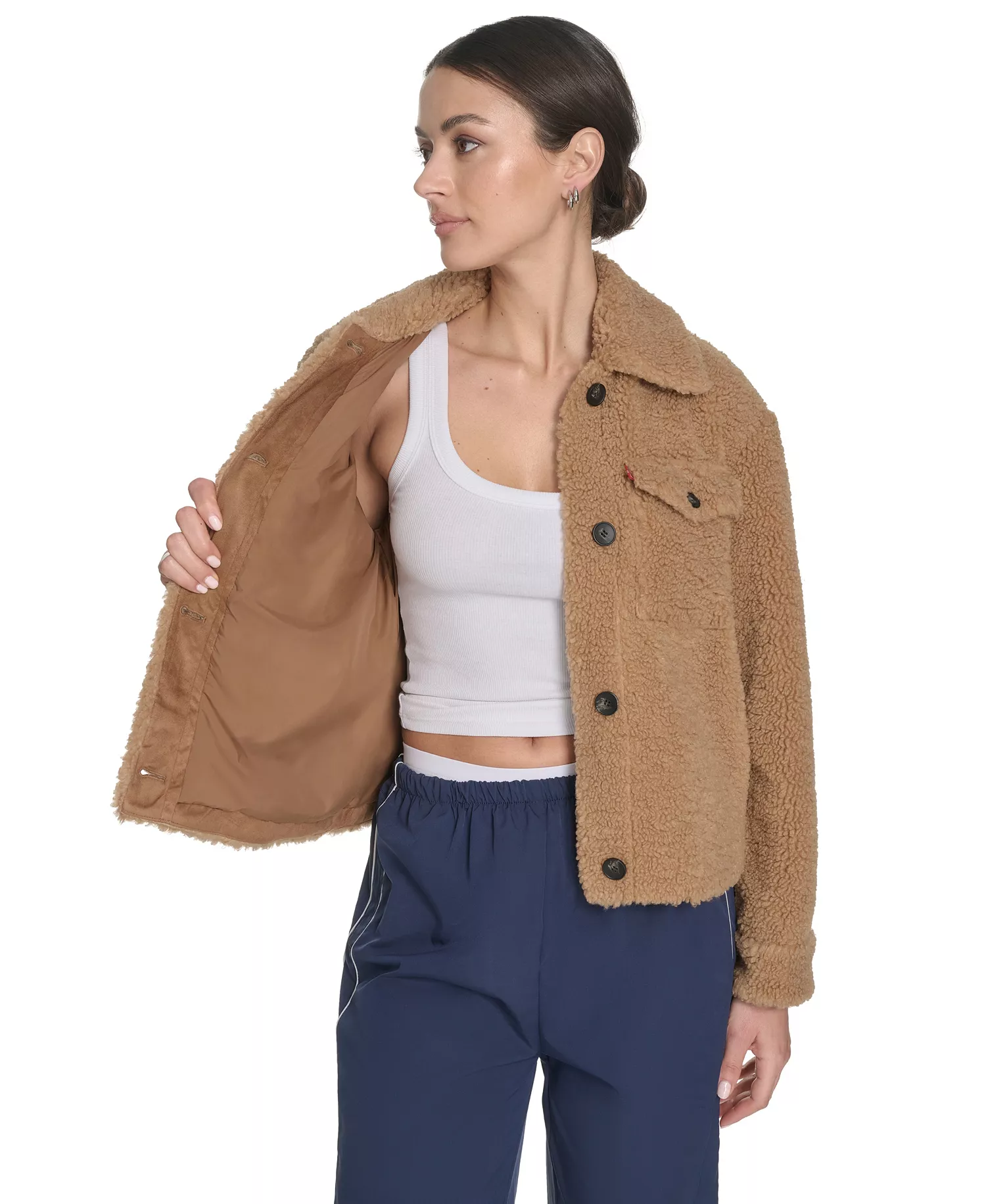Women's Reversible Sherpa Jacket - Cream/black - L