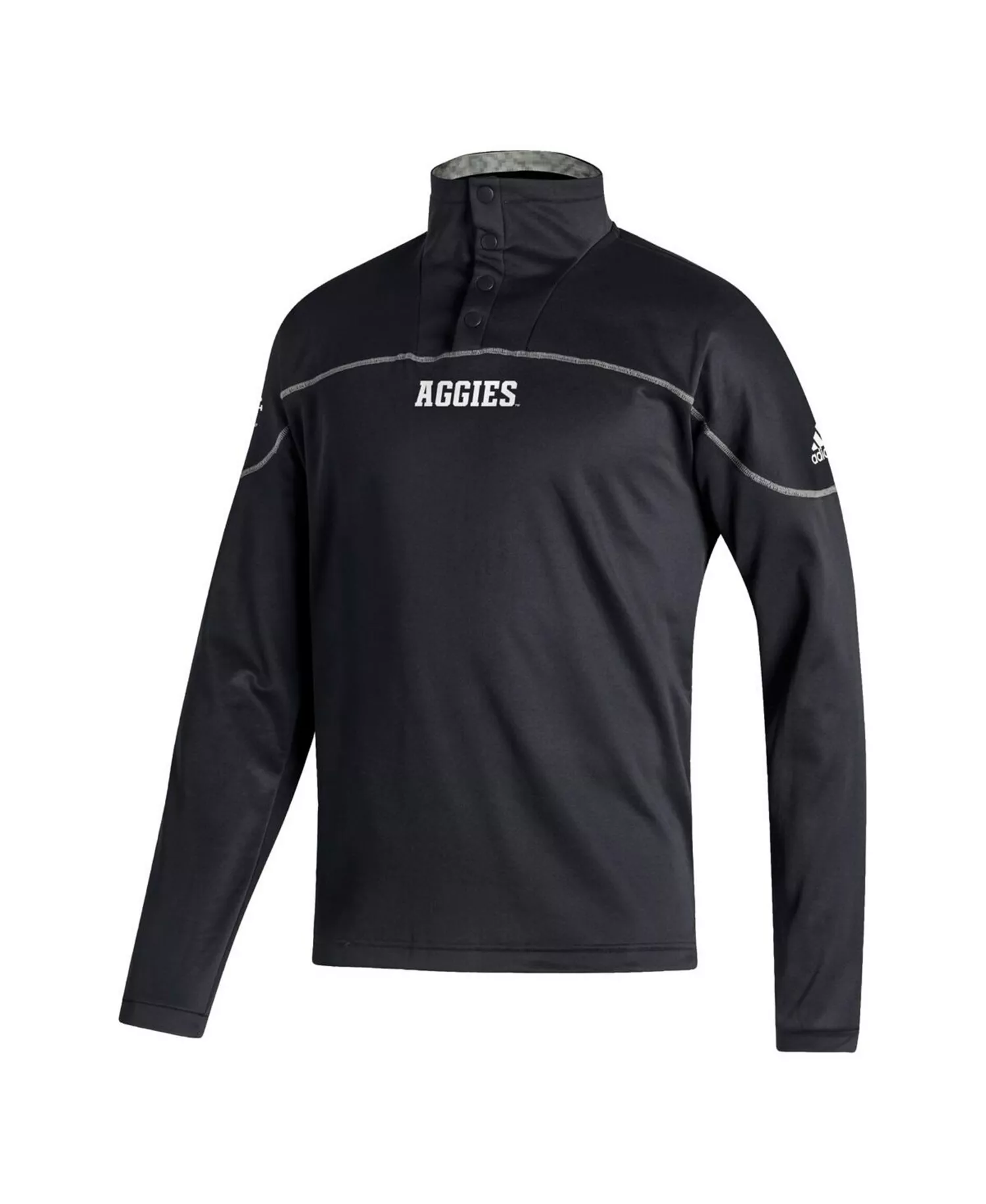 Men's Black Texas A&M Aggies AEROREADY Knit Quarter-Snap Jacket - Black - 2XL