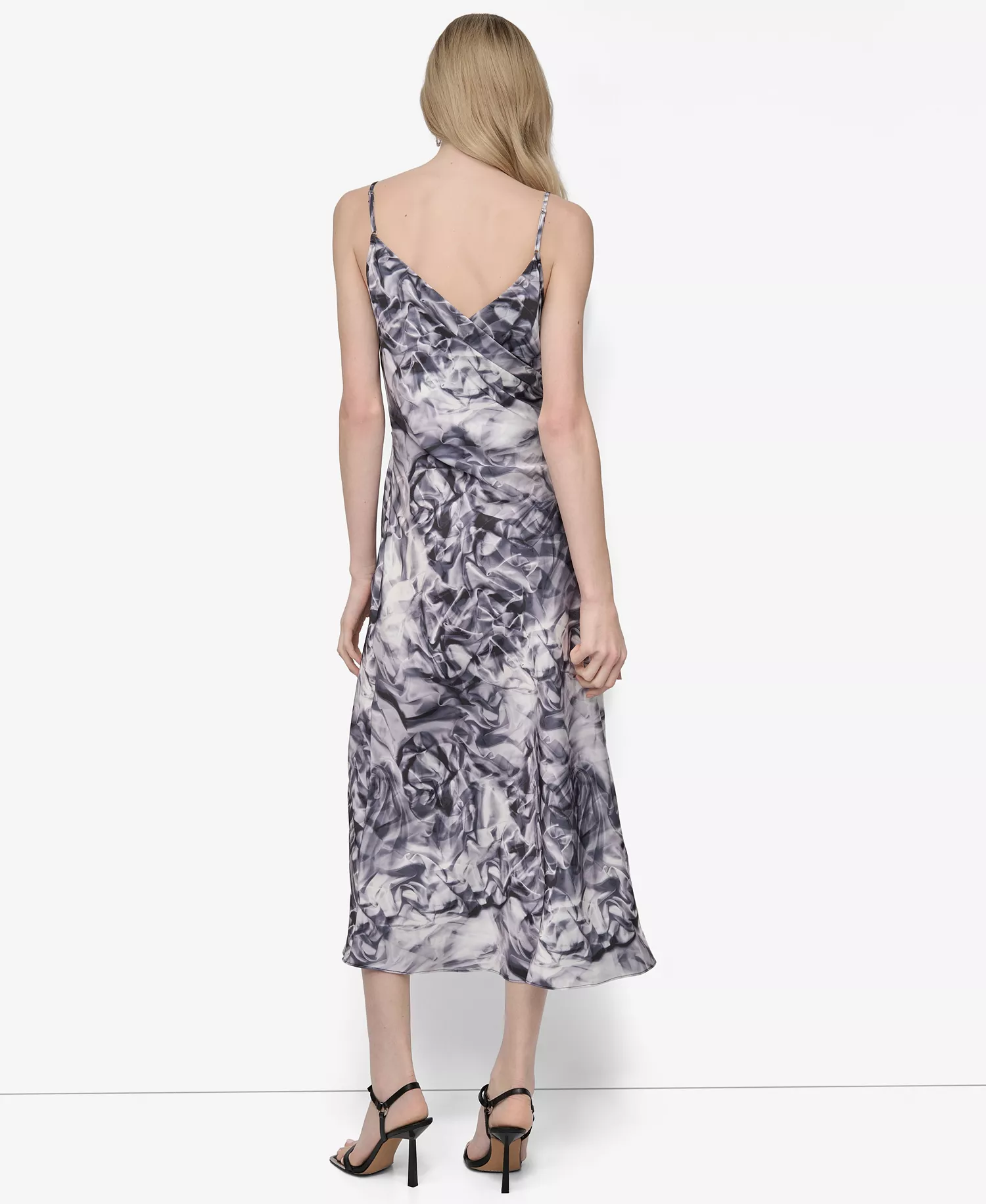 Women's Sleeveless Cowl Neck Midi Slip Dress - Black/gray - 10