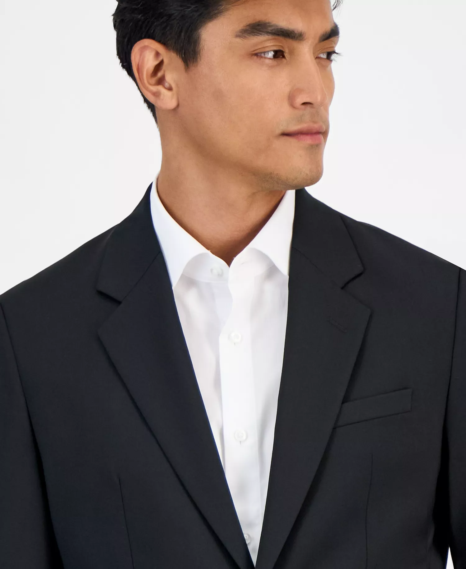 Men's Modern-Fit Solid Wool-Blend Suit Separate Jacket - Black - 36R