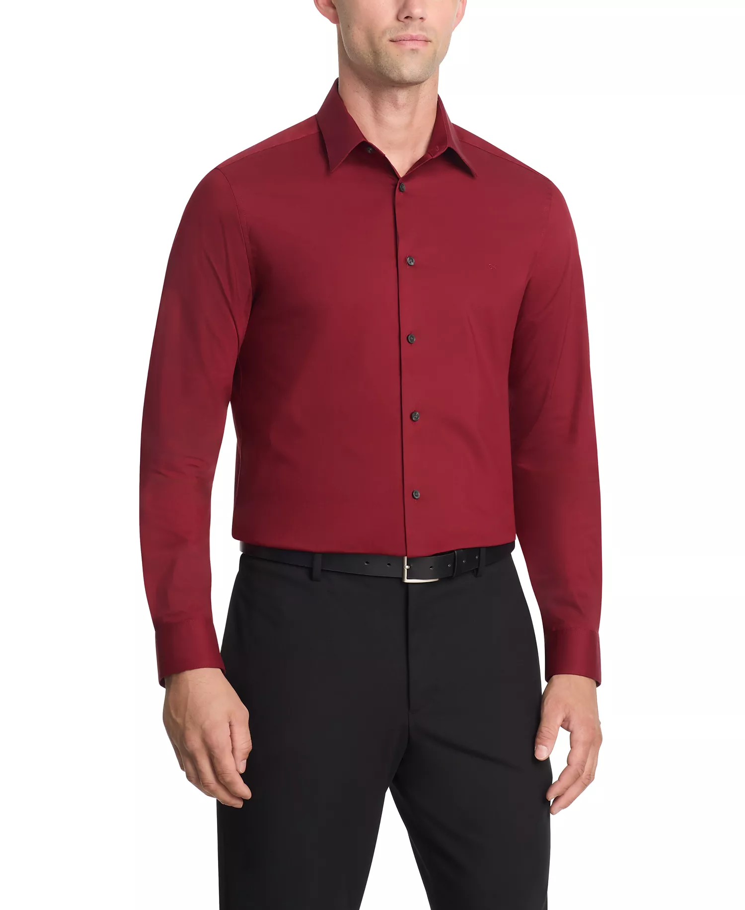 Men's Slim Fit Flex Collar Dress Shirt - Bordeaux - 14 32/33