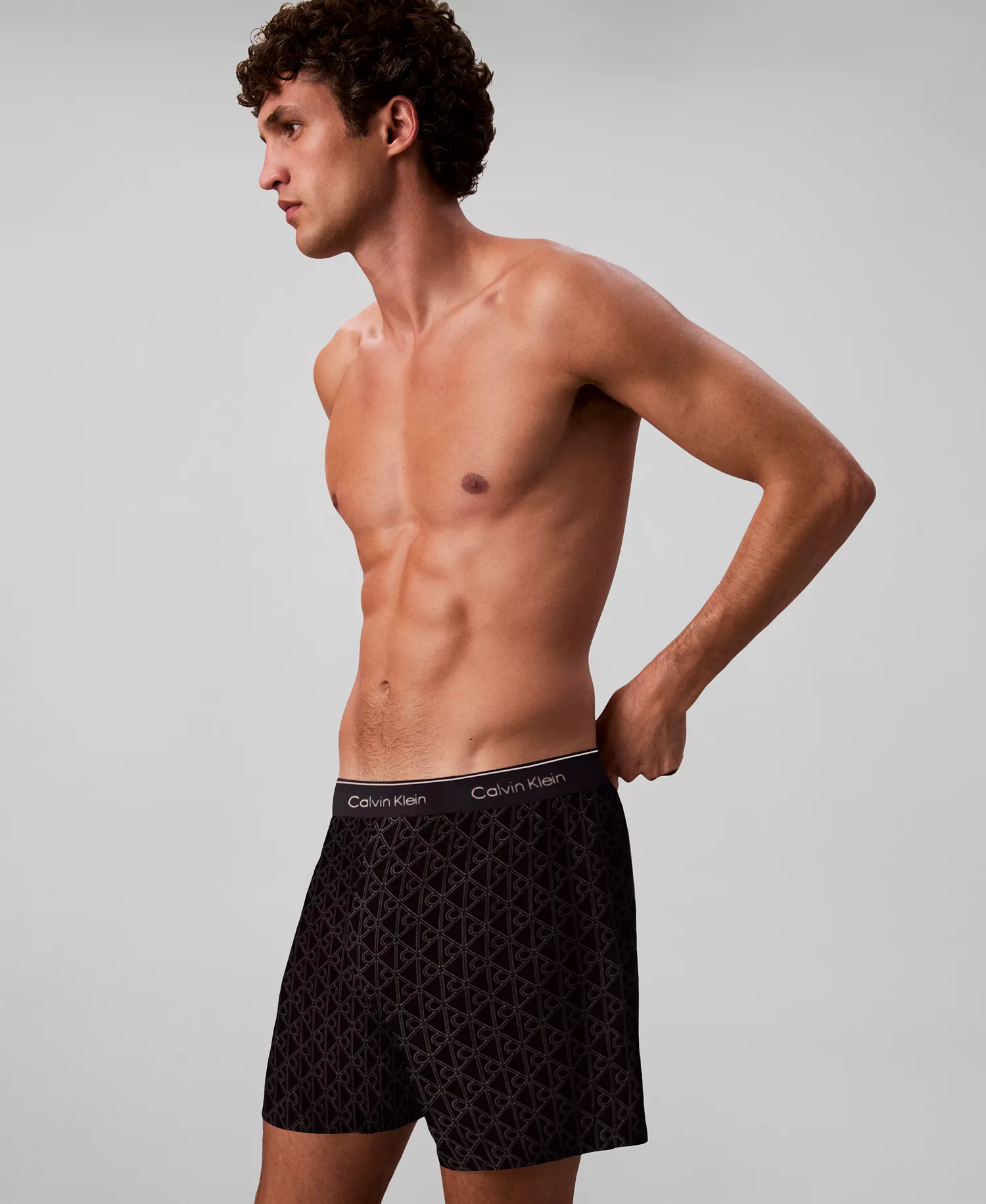 Men's Striped Boxer - Bijou Modern Emblem Outline, Sky Captain - L