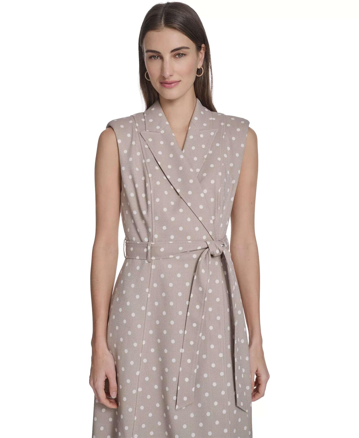 Women's Collared Neck Midi Dress - Latte/Cream - 10