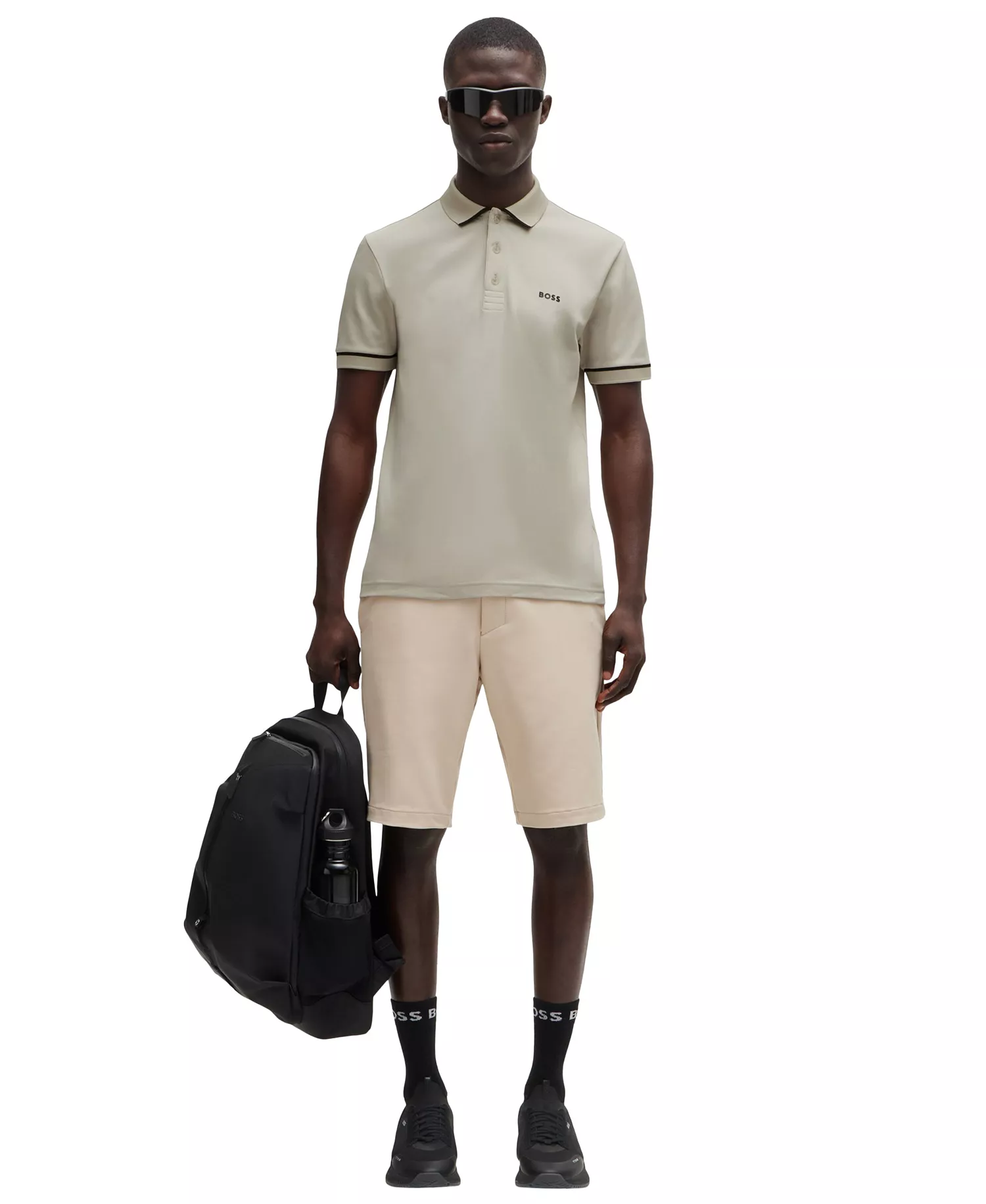 Men's Contrast Trim Slim-Fit Polo Shirt - Light Beige - XXXL