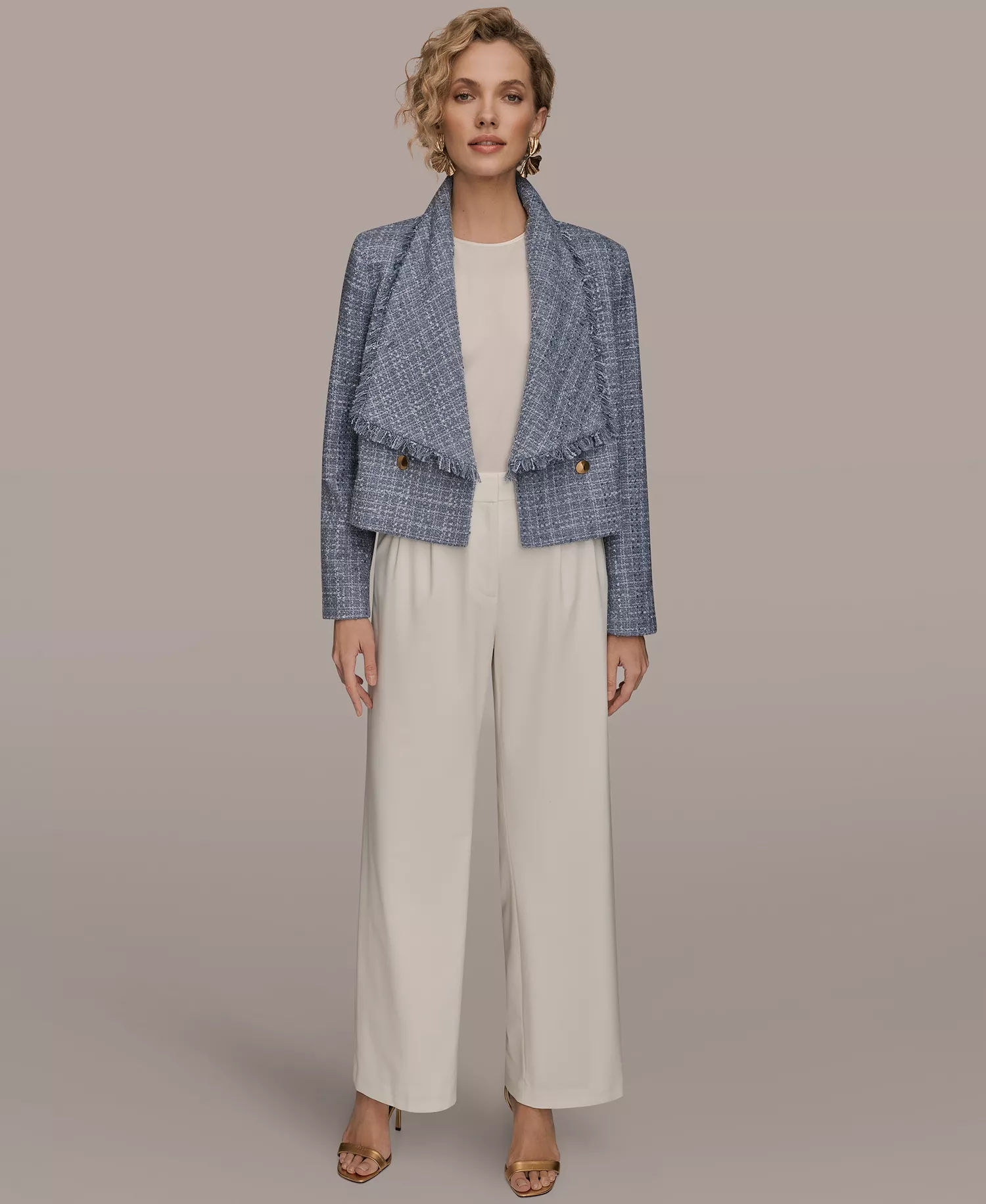 Women's Shawl Collar Fringe Detail Wrap Jacket - Tempest - 10