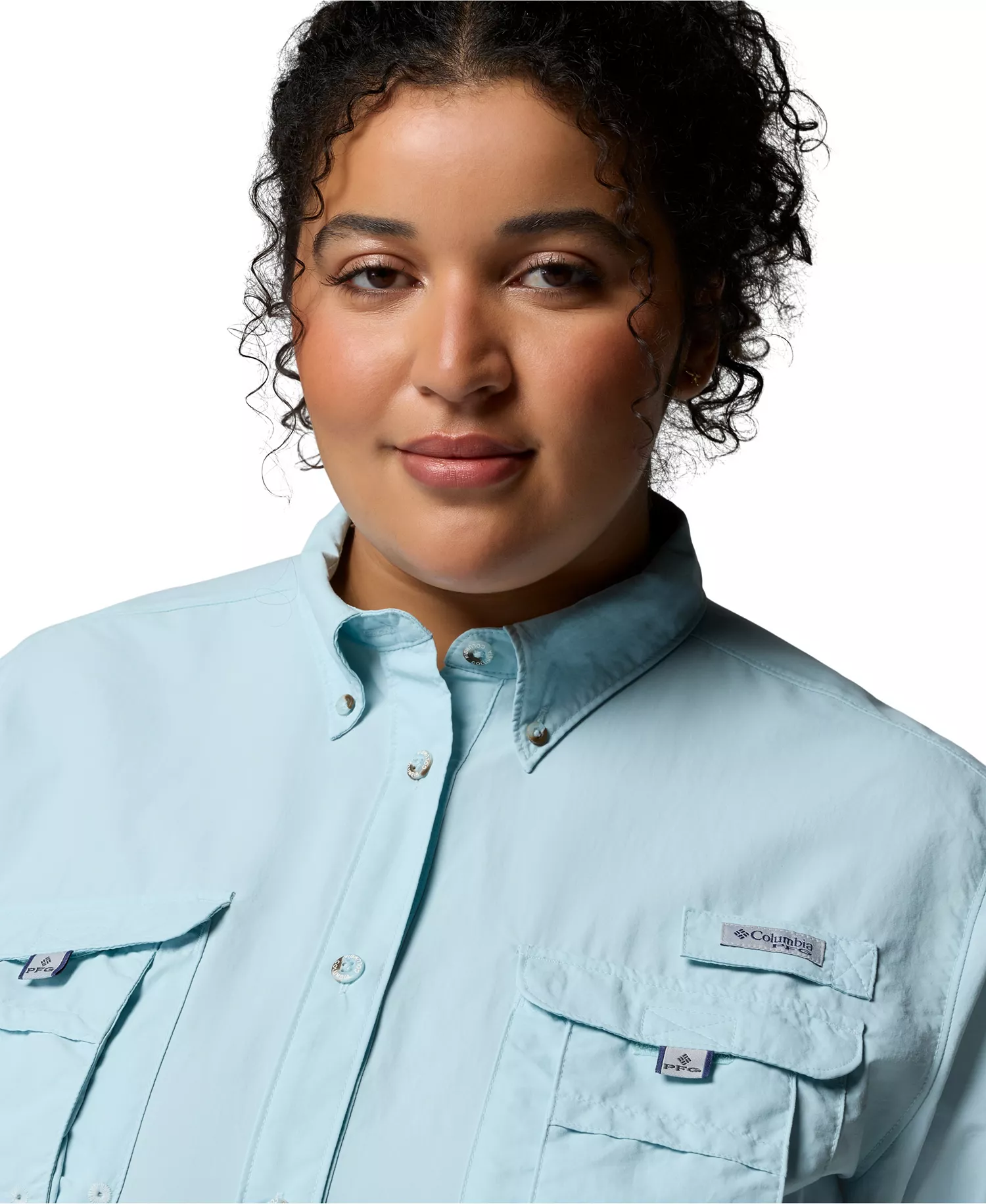 PFG Plus Size Long-Sleeve Outdoor Shirt - Marine Light - 1X