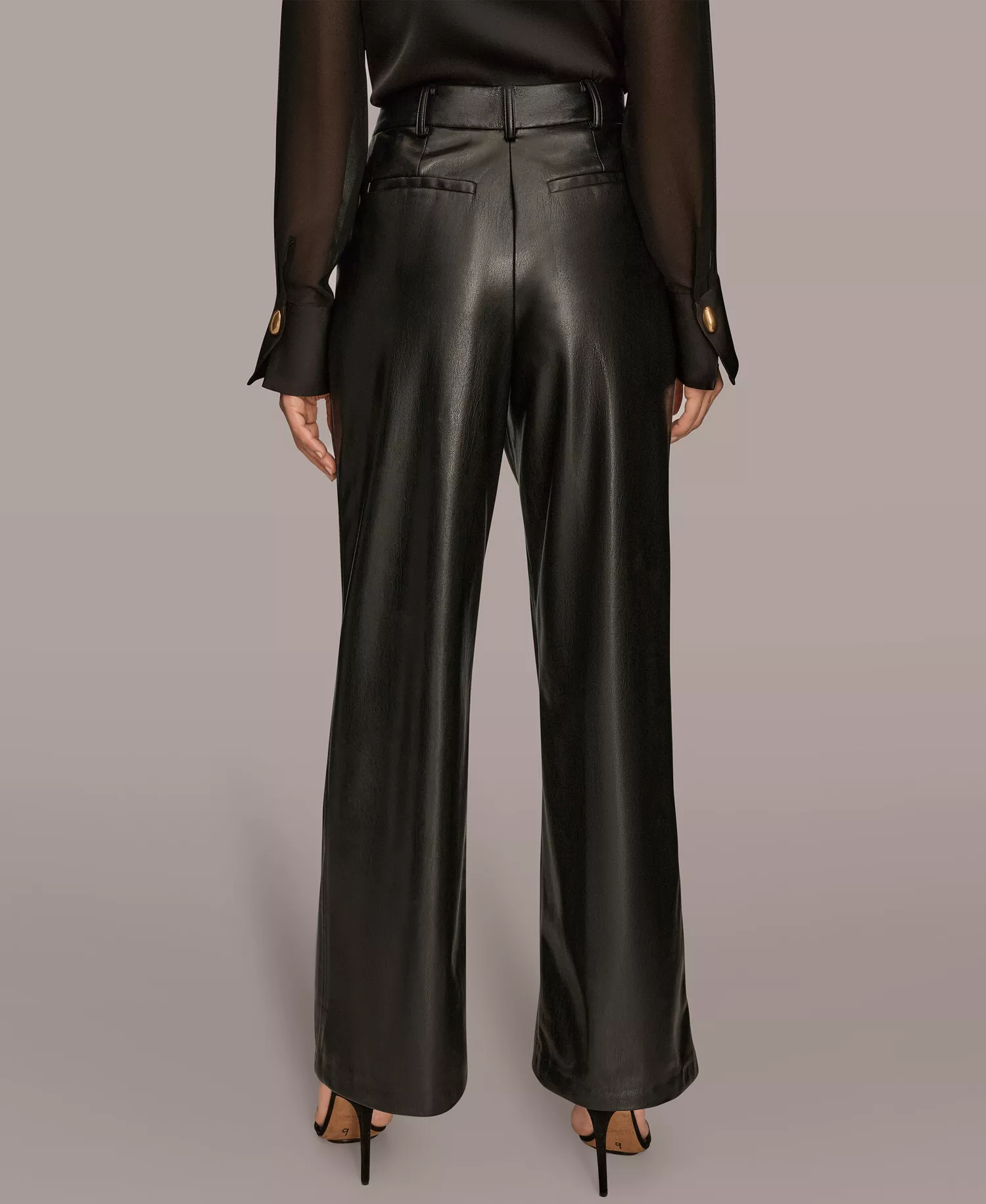 Women's Pleated Straight Pants - Black - 10