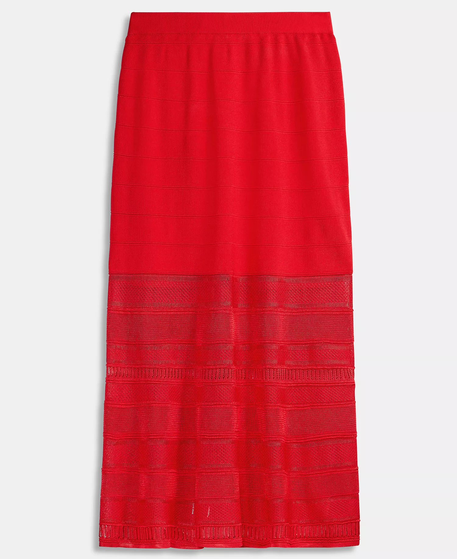 Women's Pointelle Stripe Sweater Skirt - Cherry Flame - L