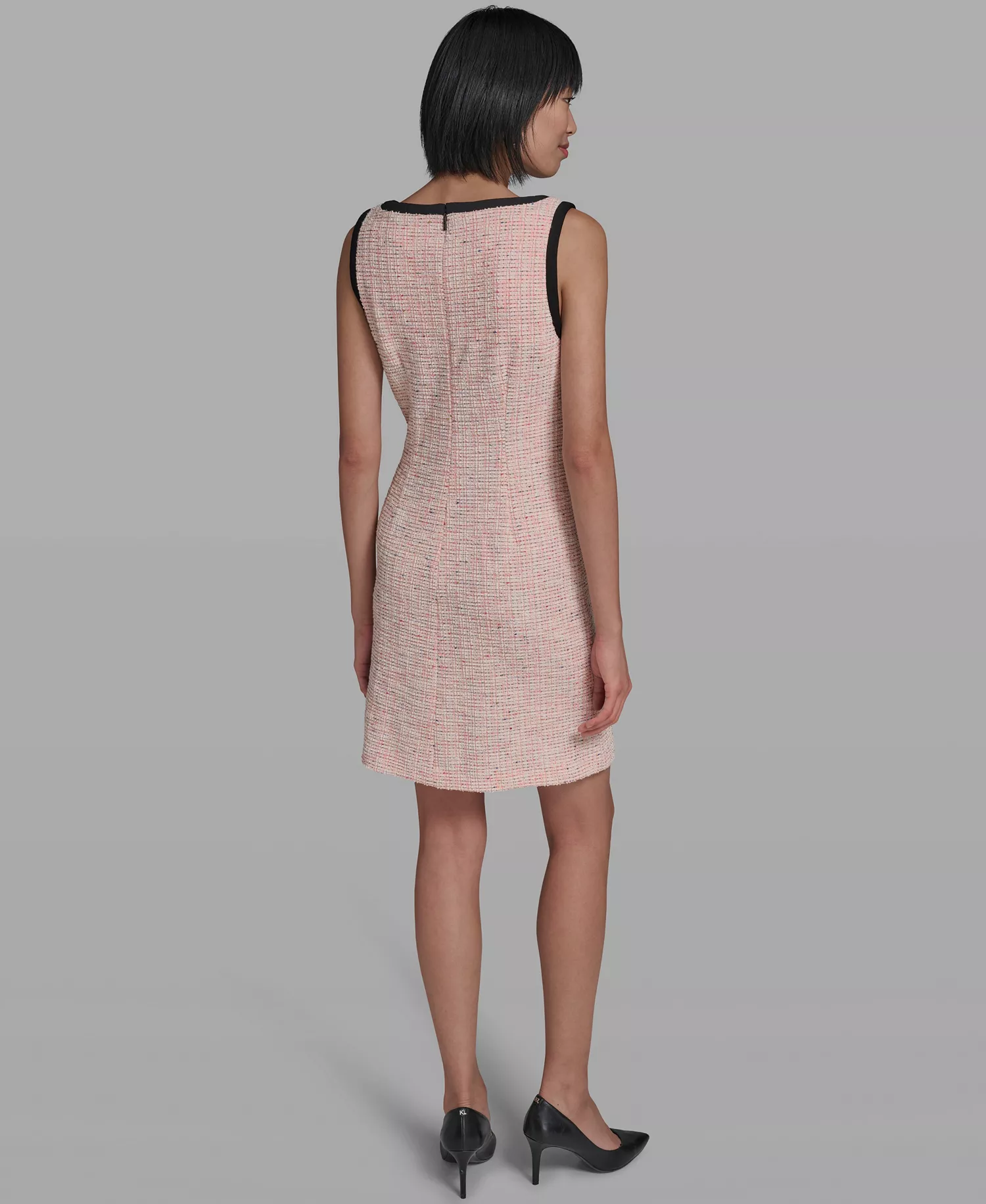 Women's Front Bow Detail Sleeveless Short Dress - Pink Multi/Black - 0