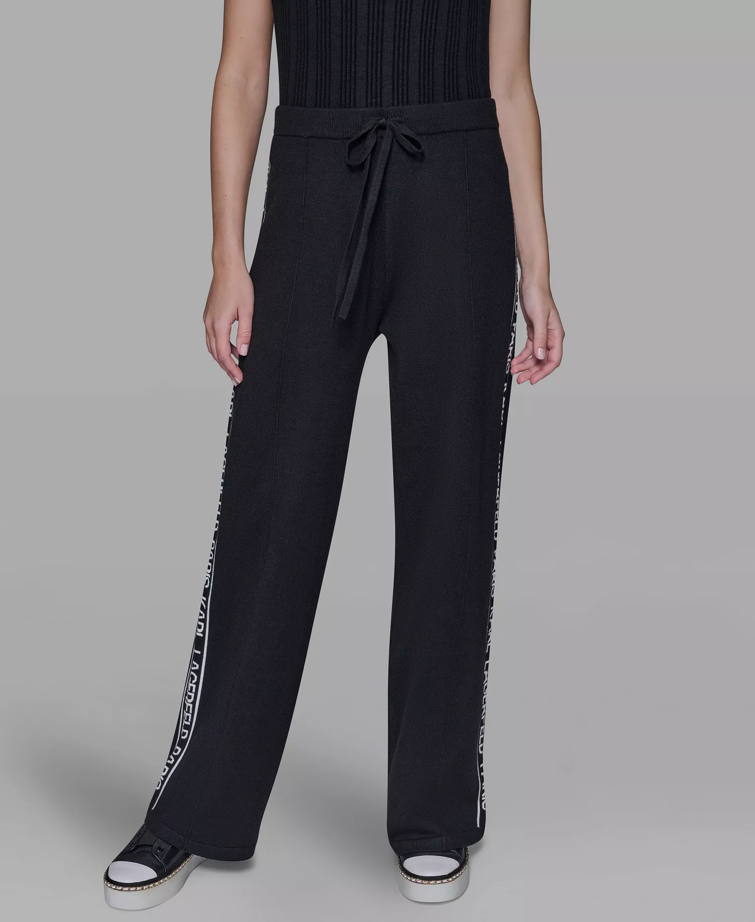 Women's Logo Detail Pants - Black - L