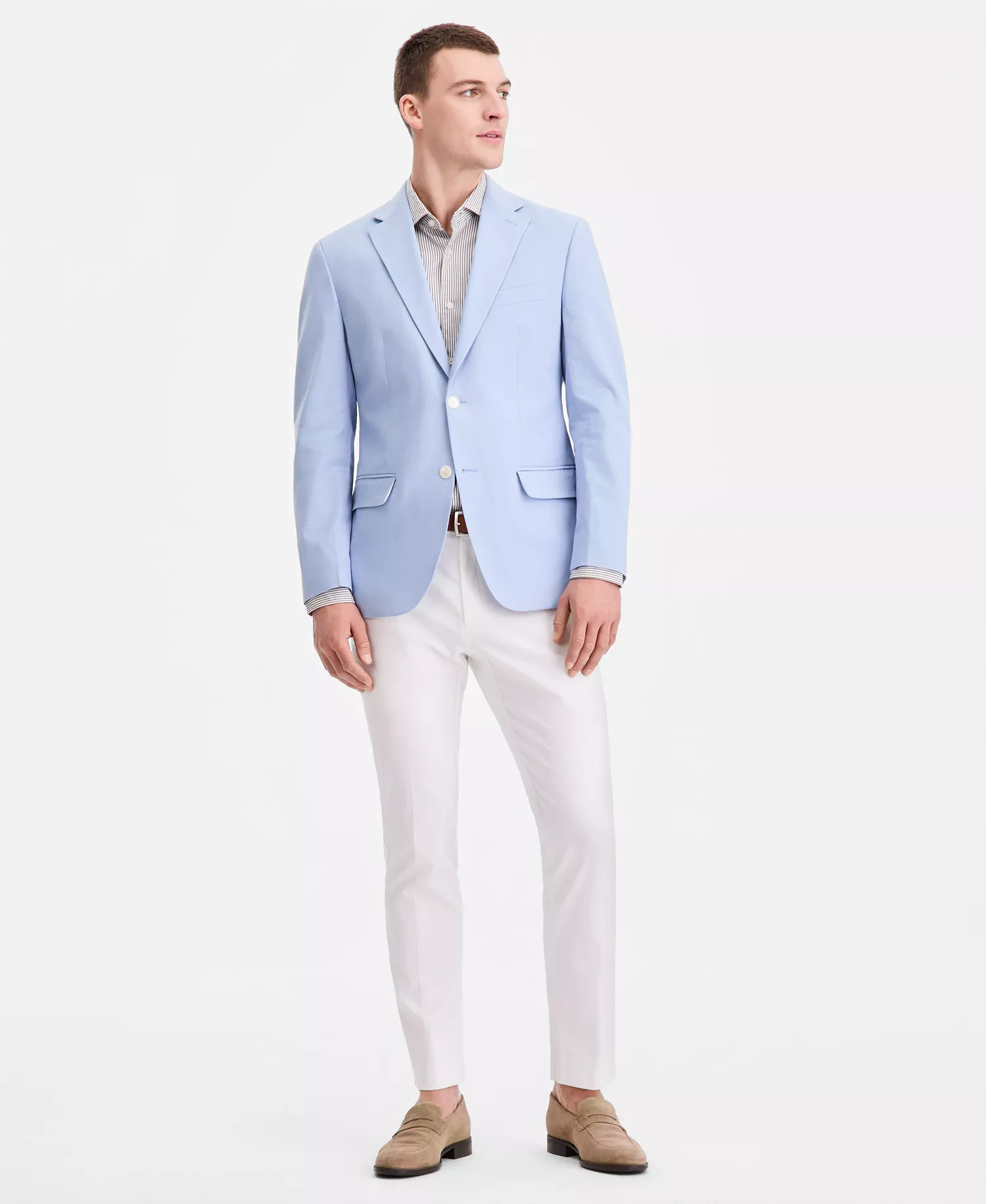 Men's Modern-Fit Linen Blend Blazer - LIGHT BLUE - 36R