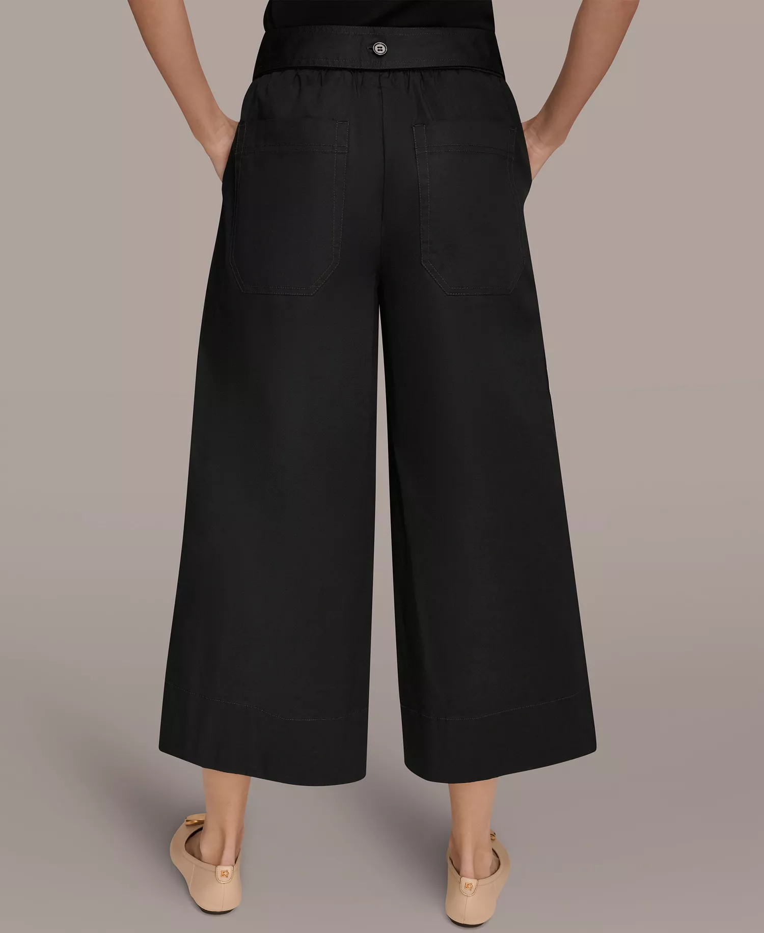 Women's Mid-Rise Cropped Pants - Black - L